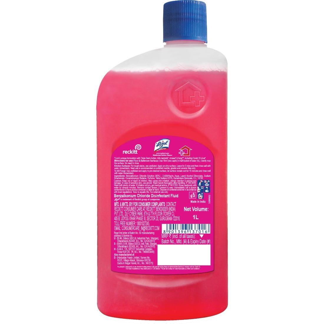 Lizol Disinfectant Surface & Floor Cleaner, Floral Scent - 1 Liter + Harpic Power Plus Disinfectant Toilet Cleaner, Original Fresh - 1 Liter | Multi-Purpose Cleaning Kit for Home, Kitchen & Bathroom Disinfection