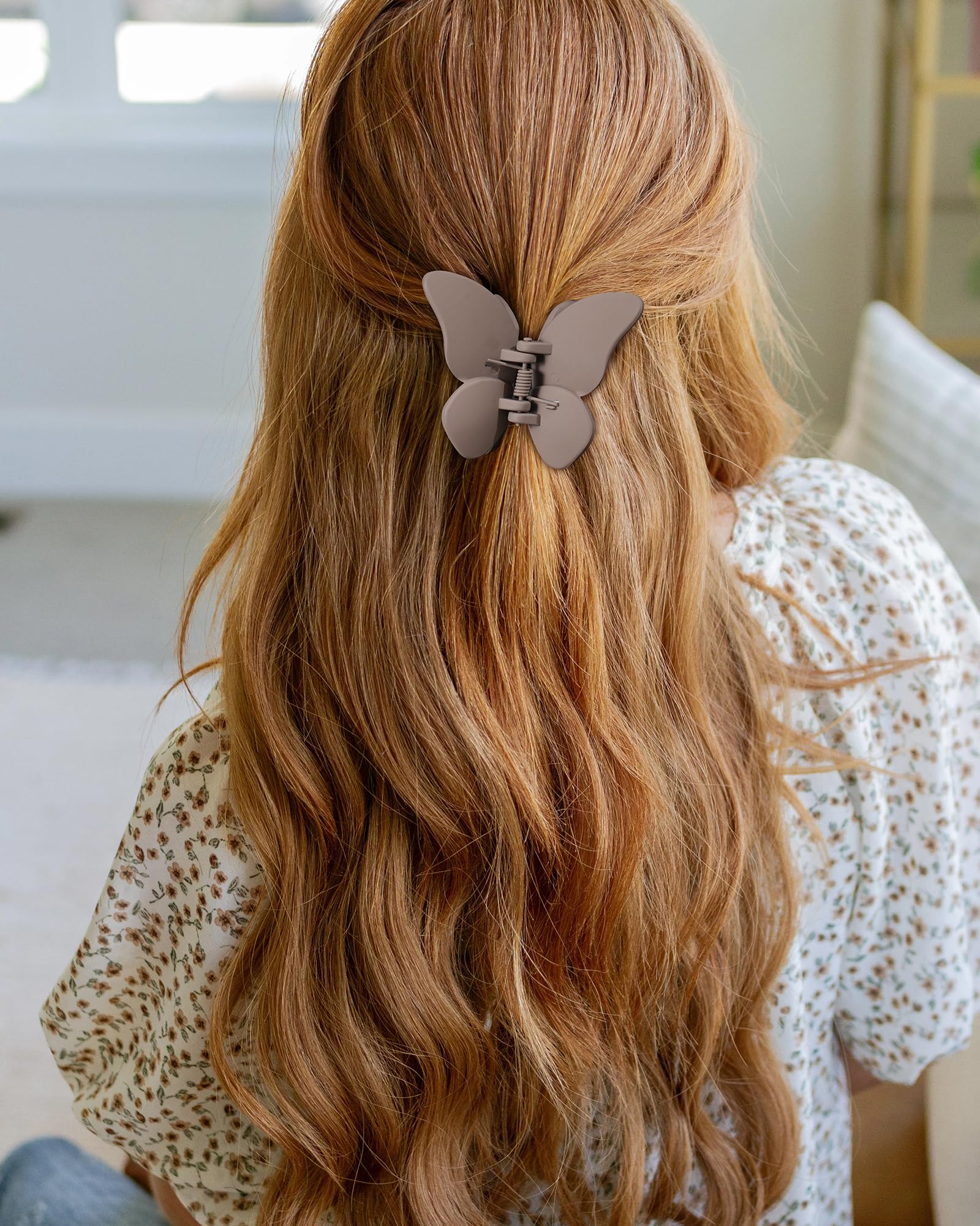 HAIMEIKANG 6 PCS Matte Hair Clips Set - Flower, Heart & Butterfly Hair Claw Clips for Women & Girls - Non-Slip Strong Hold for Thin/Medium/Thick Hair - Perfect for School, Work & Daily Styling