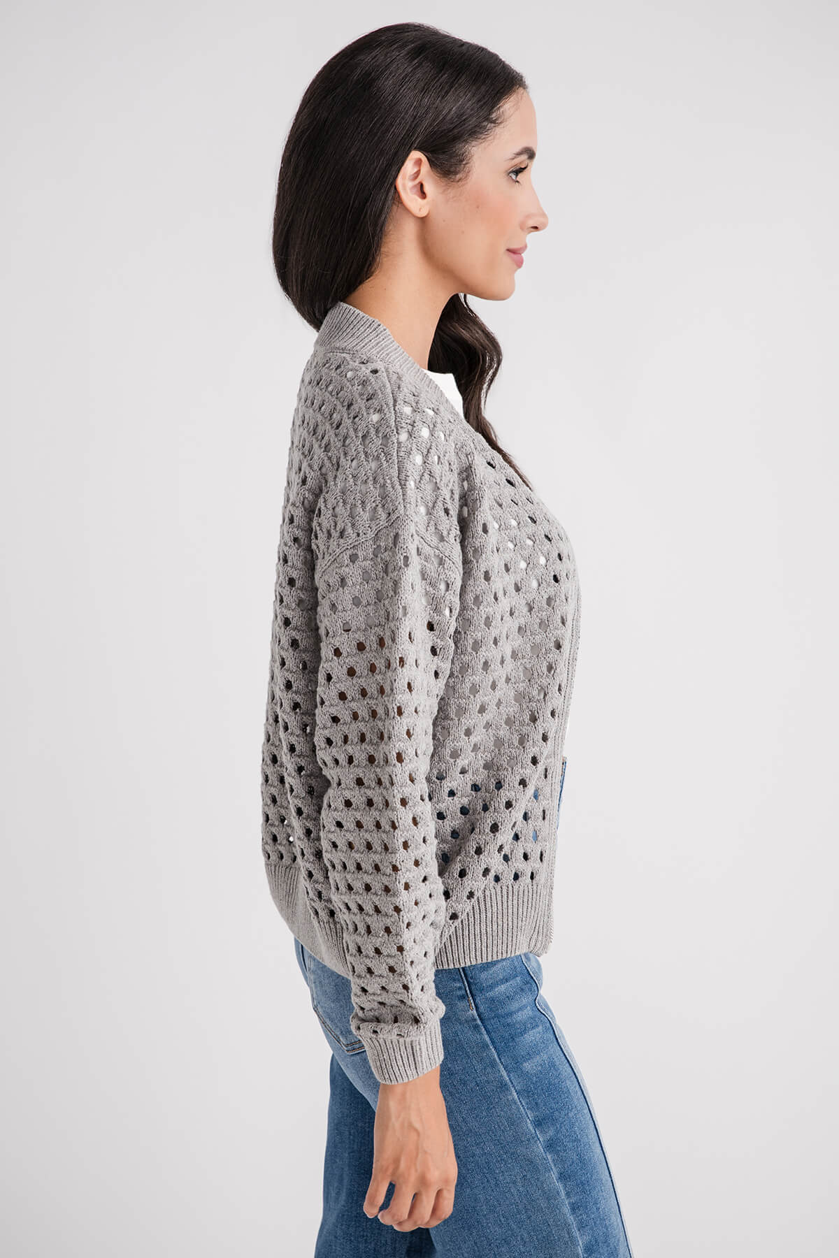 Elan Crochet Zip Up Cardigan for Women - Soft Chunky Knit Open Front Sweater - Perfect for Fall, Winter & Spring - Cozy Office, Date Night & Casual Outfits