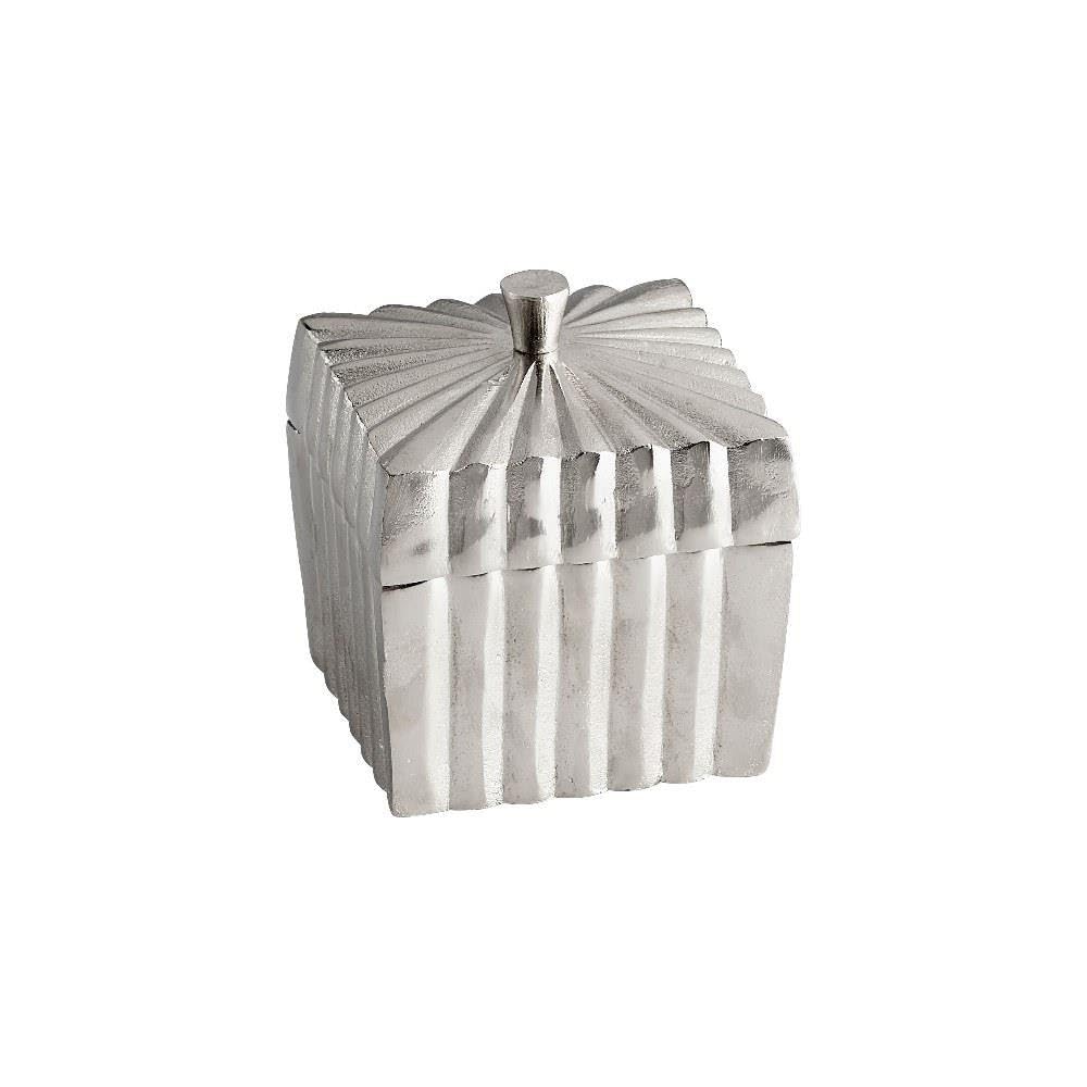 Cyan Design 09948 Square Buckingham Aluminum Decorative Centerpiece - 6.5'' Tall Silver Finish for Home, Office & Wedding Decor | Perfect for Table Centerpieces, Mantel Displays & Event Decorations
