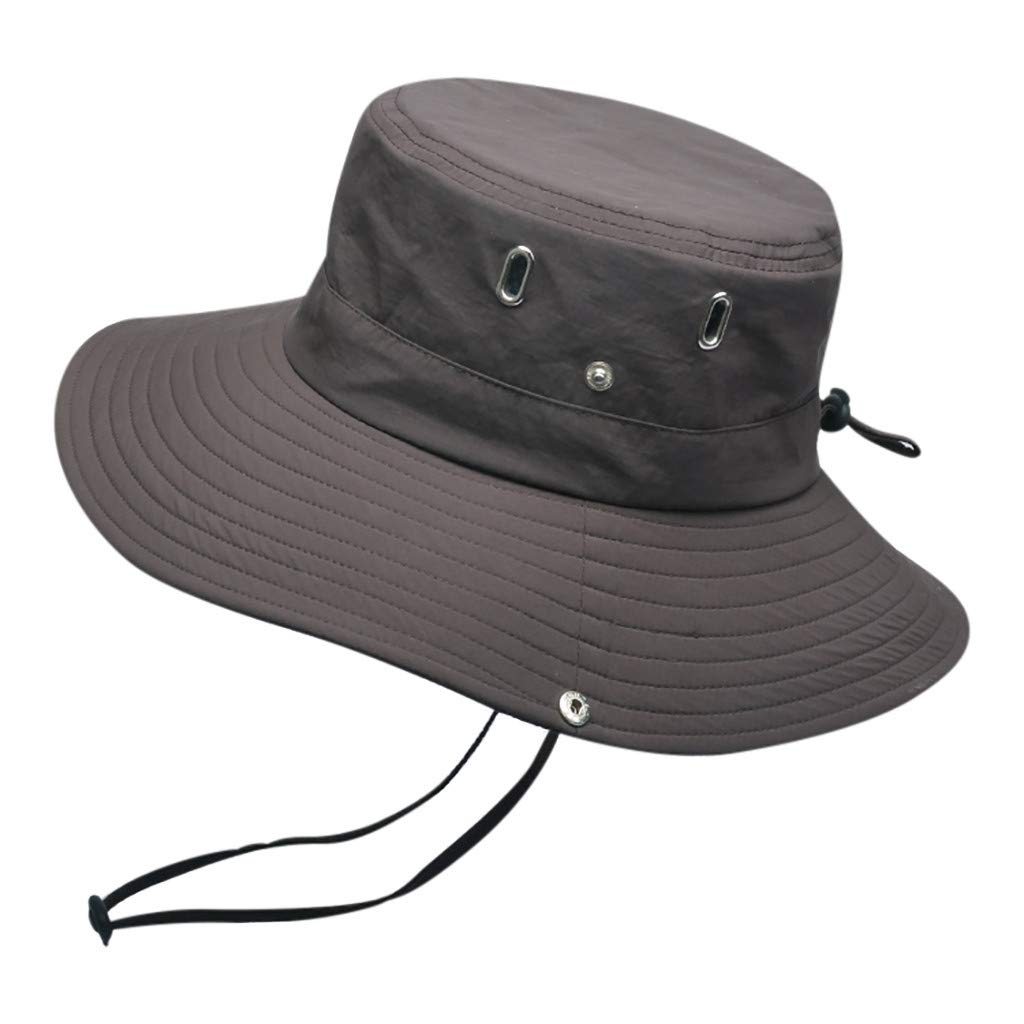 Men's Solid Color Foldable Sun Hat - Wide Brim Adjustable Fisherman Cap for Summer Sun Protection & Outdoor Activities - Breathable Boonie Hat for Hiking, Fishing, Beach & Travel