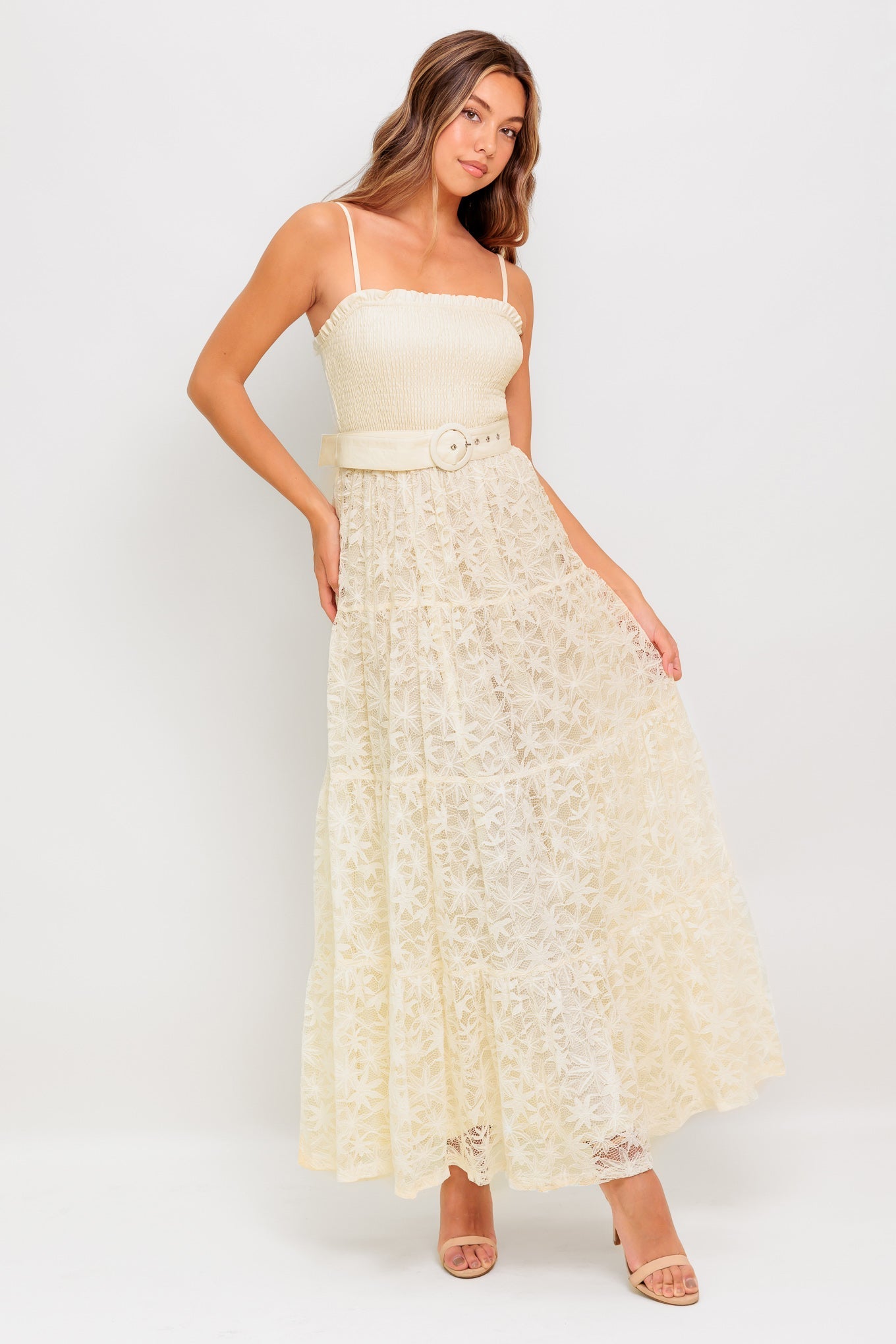 Elegant Cream Lace Ankle Dress for Women - Perfect for Beach Weddings, Summer Vacations & Boho Photoshoots