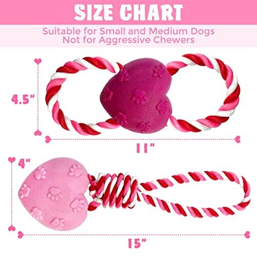 Valentine's Day Dog Toys - 2 Pack Durable Rope Toys for Tug of War & Teeth Cleaning - Perfect Chew Toys for Small & Medium Dogs - Ideal for Playtime, Training & Valentine's Gifts for Pets