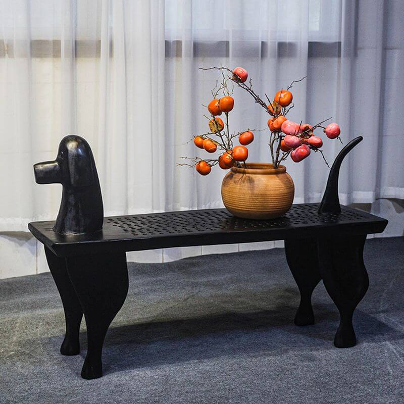 Midnight Black Minimalist Wooden Shoe Bench with Armrest - Perfect for Entryway, Hallway & Bedroom Organization