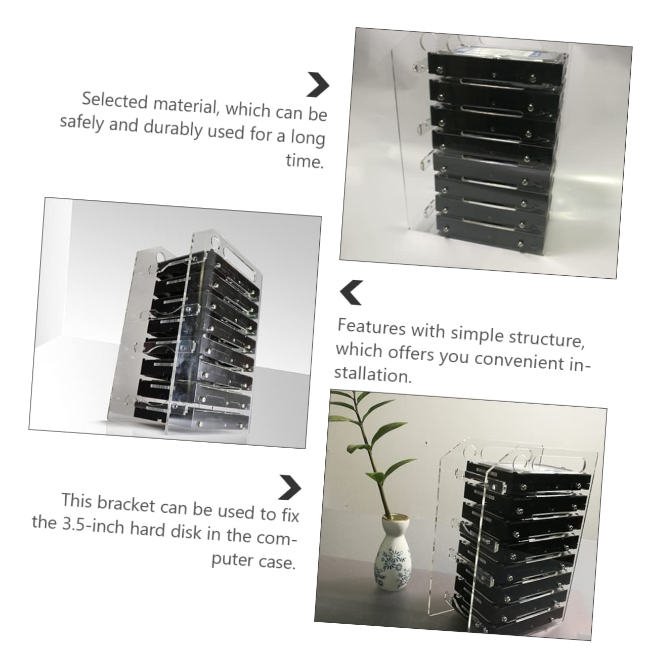 Homoyoyo 3.5 Inch HDD Holder - Multi-Layer Hard Drive Rack with Heat Dissipation for Desktop PC, NAS, Server - Easy Installation & Space Saving Storage Solution