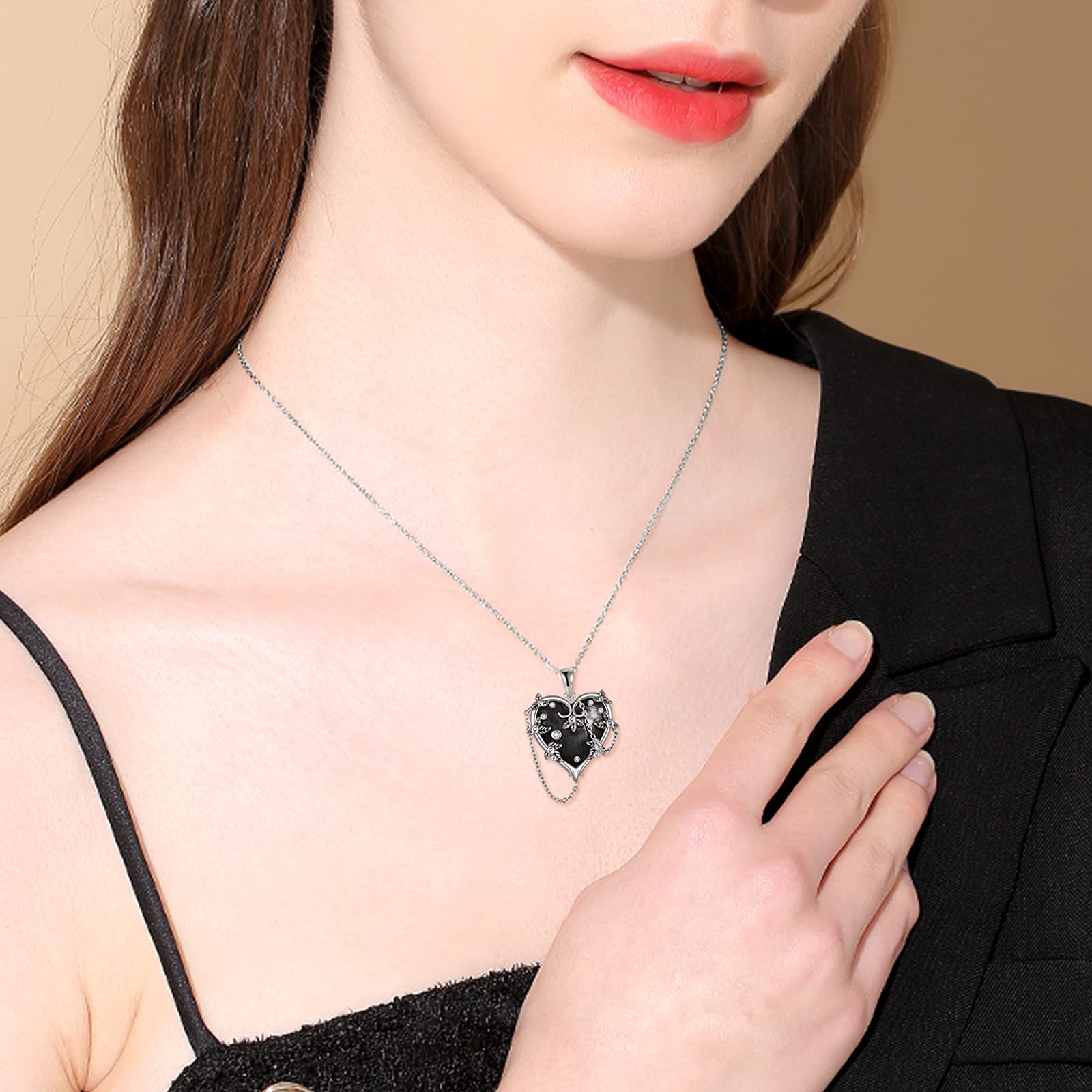 Gothic Jewelry Sets for Women - 925 Sterling Silver Emo Goth Necklace & Earrings Set | Halloween Gifts for Women | Perfect for Gothic Parties, Concerts & Alternative Fashion