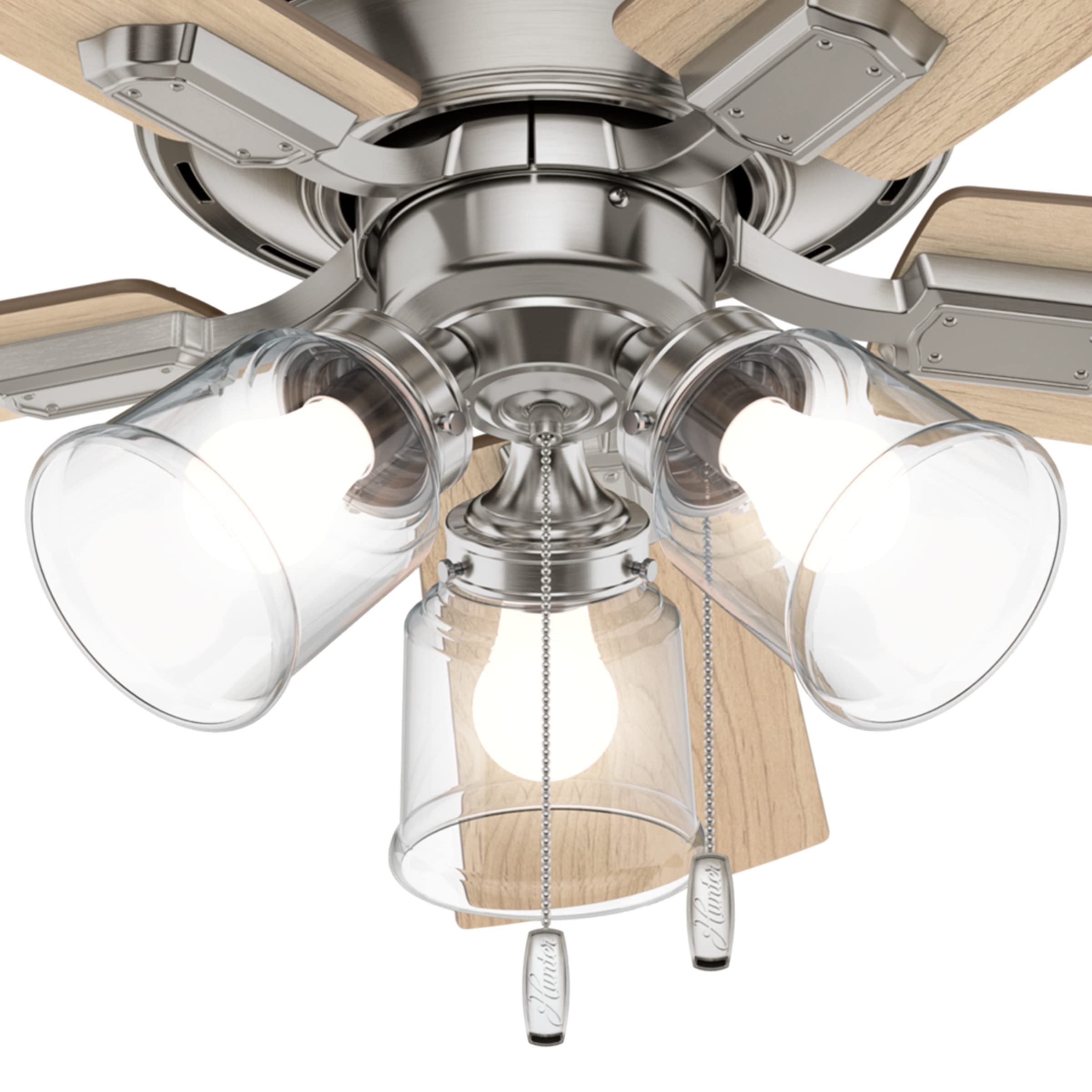 Hunter Fan Company 52154 42-Inch Crestfield Brushed Nickel Low Profile Ceiling Fan with LED Light Kit and Pull Chain - Perfect for Bedroom, Living Room, and Indoor Spaces