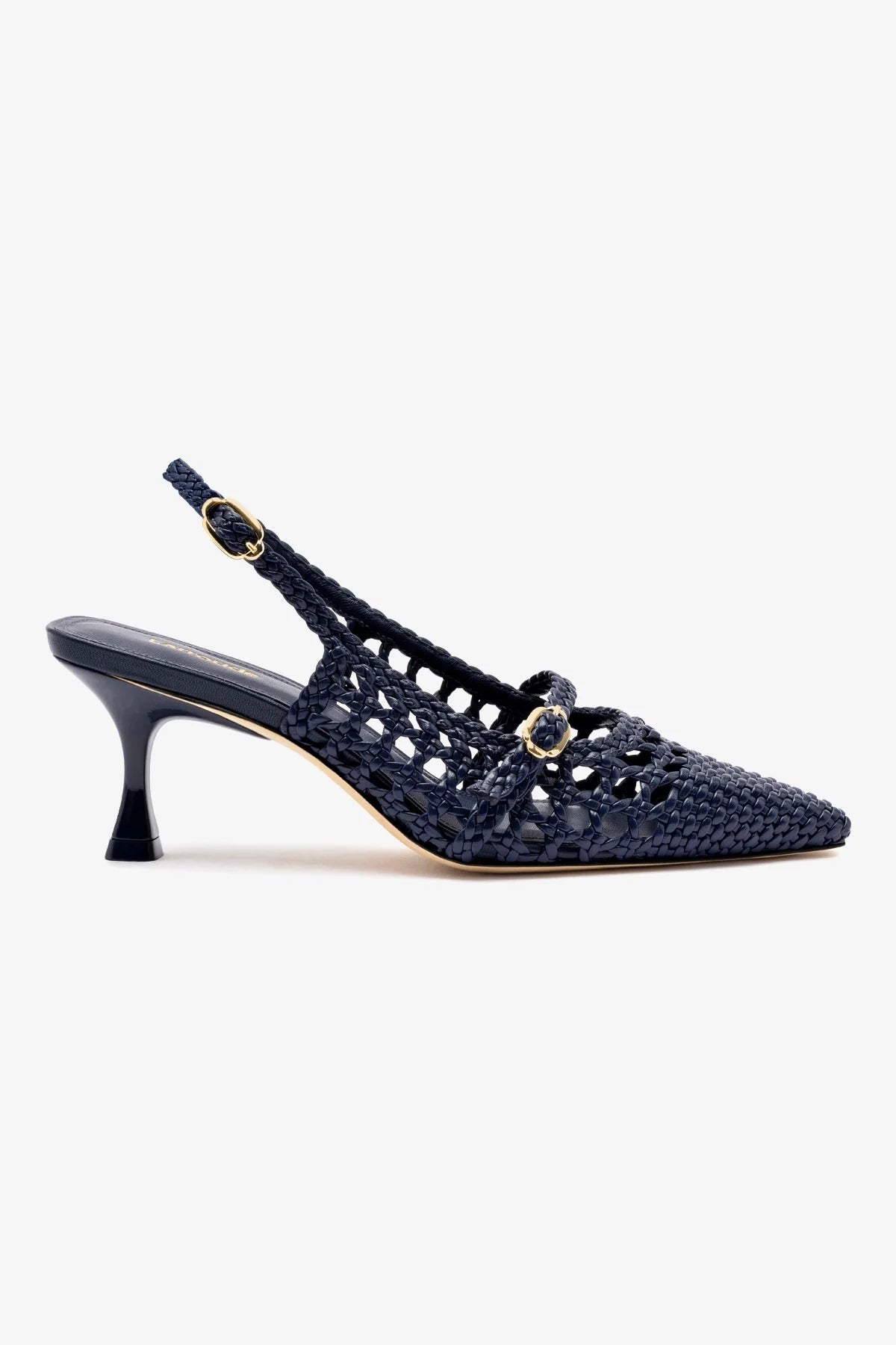 Ines Macrame Pump Shoes for Women - Navy Blue Leather Dress Shoes | Comfortable & Stylish for Work, Parties & Weddings
