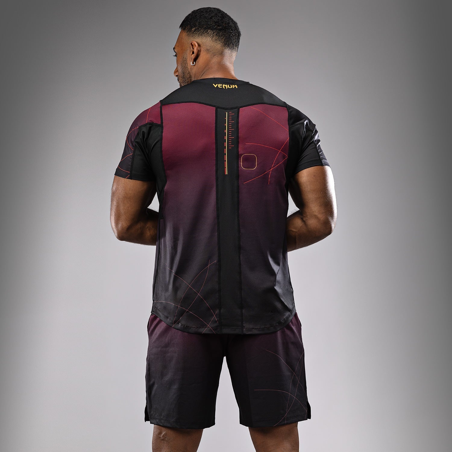 Venum Tactical XT Dry Tech Performance T-Shirt for Men - Moisture Wicking, Quick Dry, Breathable - Black/Burgundy/Gold - Ideal for MMA, Training & Gym Workouts