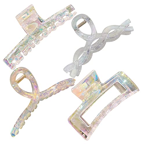 Licogel Large Hair Claw Clips 4PCS - Non-Slip Decorative Hair Barrettes for Women & Girls - Smooth Hair Clamps for Ponytails, Buns & Updos - Perfect for Work, School & Special Occasions