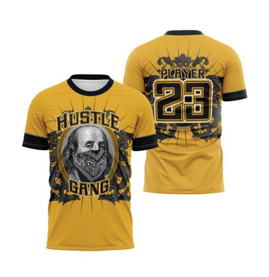 Hustle Gang OG Yellow Men's Full Dye Basketball Jersey - Lightweight Performance Mesh for Streetball & Gym Workouts