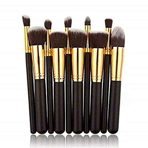 Premium Synthetic Makeup Brush Set - 10 Piece Professional Cosmetic Brushes Kit for Foundation, Blending, Contouring | Perfect for Makeup Artists & Beginners | Home & Travel Use