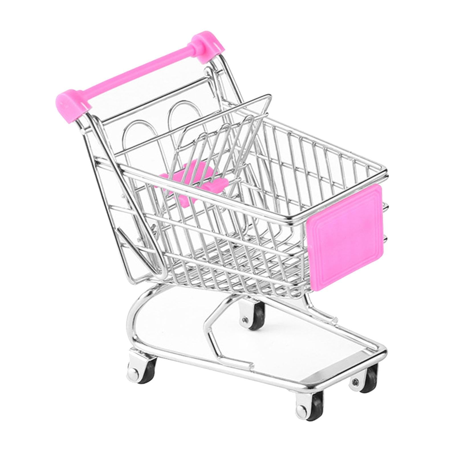 Kids Mini Shopping Cart Toy for Pretend Play & Storage - Rose Red | Fun Role-Playing Game for Toddlers, Grocery Store Pretend Play, Toy Organizer for Playroom