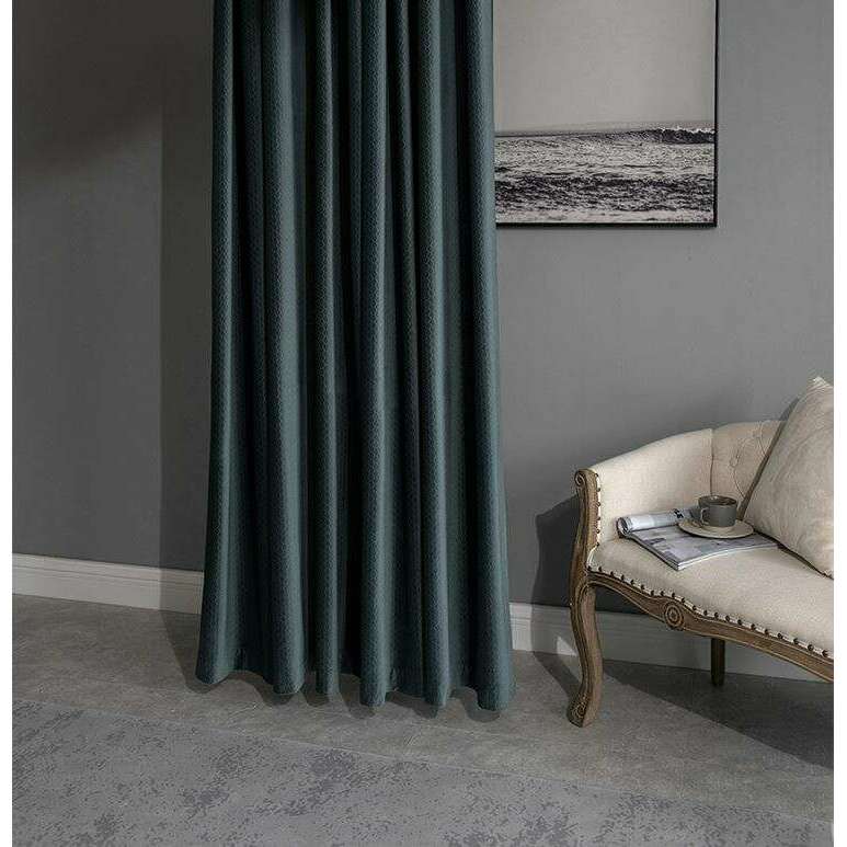 Taylor H. Luxury Jacquard Velvet Woven Design Curtains - Turquoise Teal | Elegant Window Treatments for Living Room & Bedroom | Blackout Drapes for Home Decor