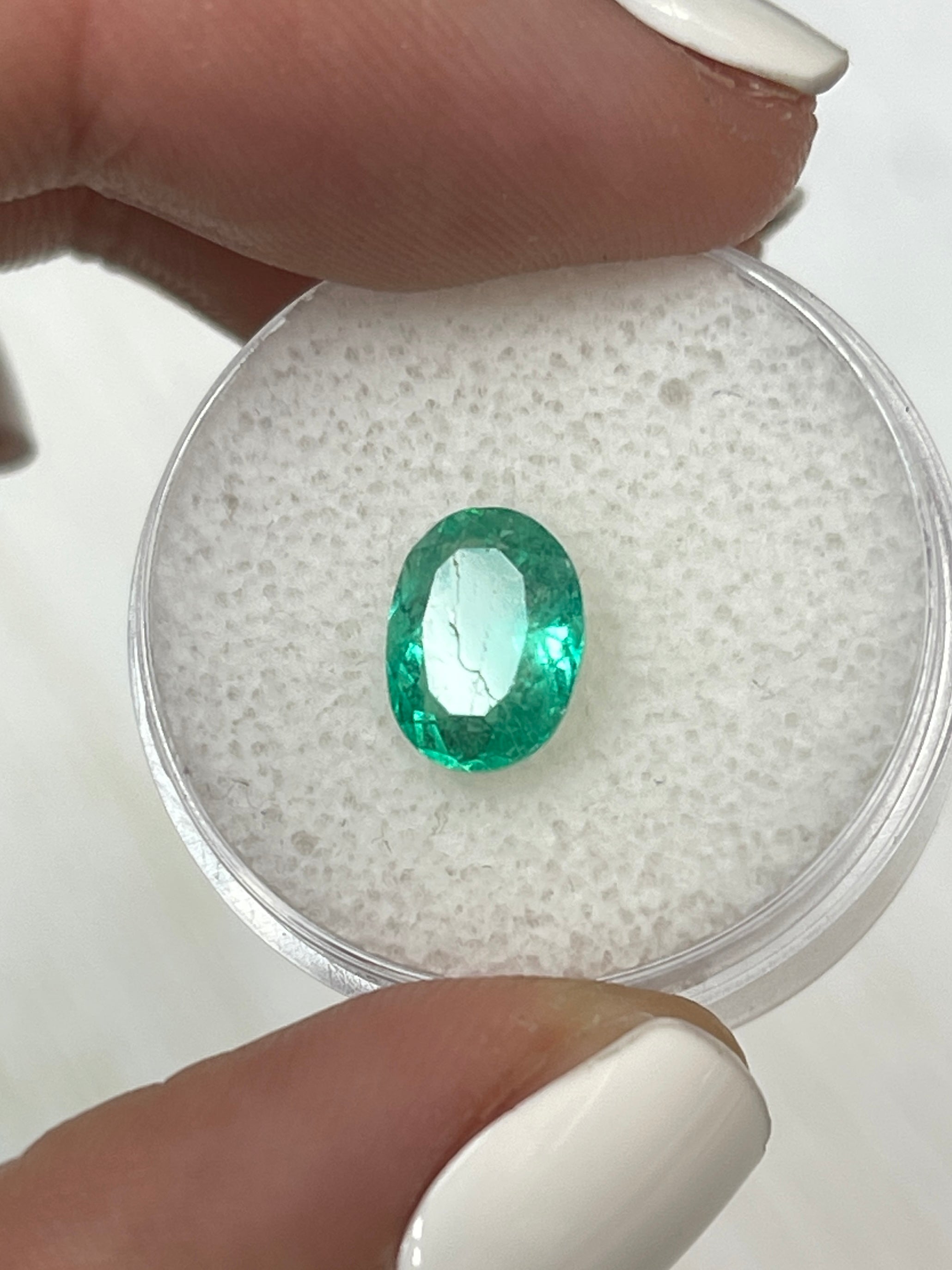 1.86 Carat Medium Light Green Natural Loose Colombian Emerald Oval Cut Gemstone for Jewelry Making, Engagement Rings & Fine Collections