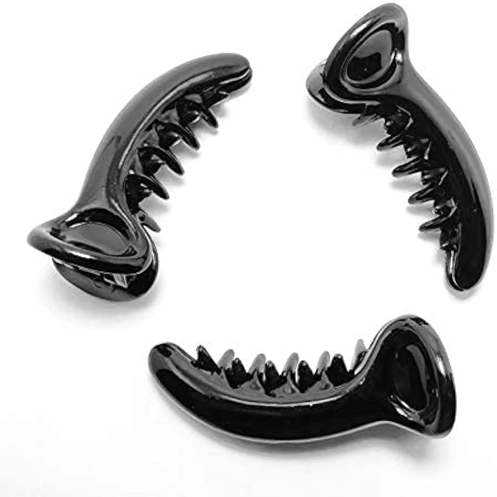 Premium (Pack of 3) Black Plastic Banana Hair Clips for Women & Girls - Small Solid Hair Accessories for School, Work, or Everyday Style