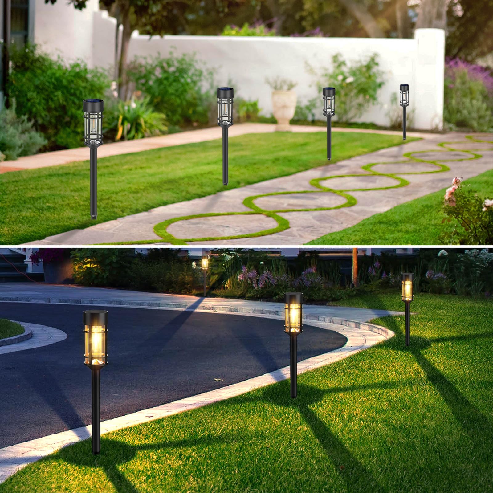 8 Pack Solar Pathway Lights - LED Garden Lights for Lawn, Yard & Walkway | 12Hrs Lighting