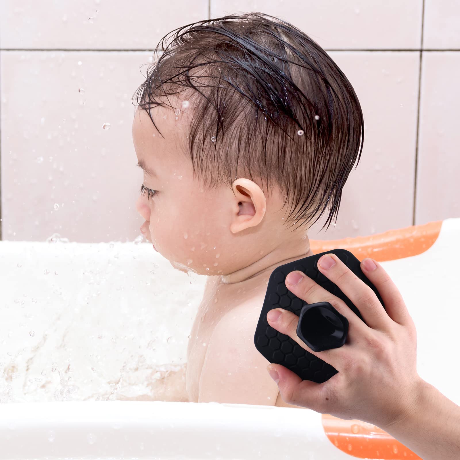 Soft Silicone Body Scrubber - Exfoliating Massage Pad for Shower & Deep Skin Cleaning (Black) - Wall Mountable for Easy Use