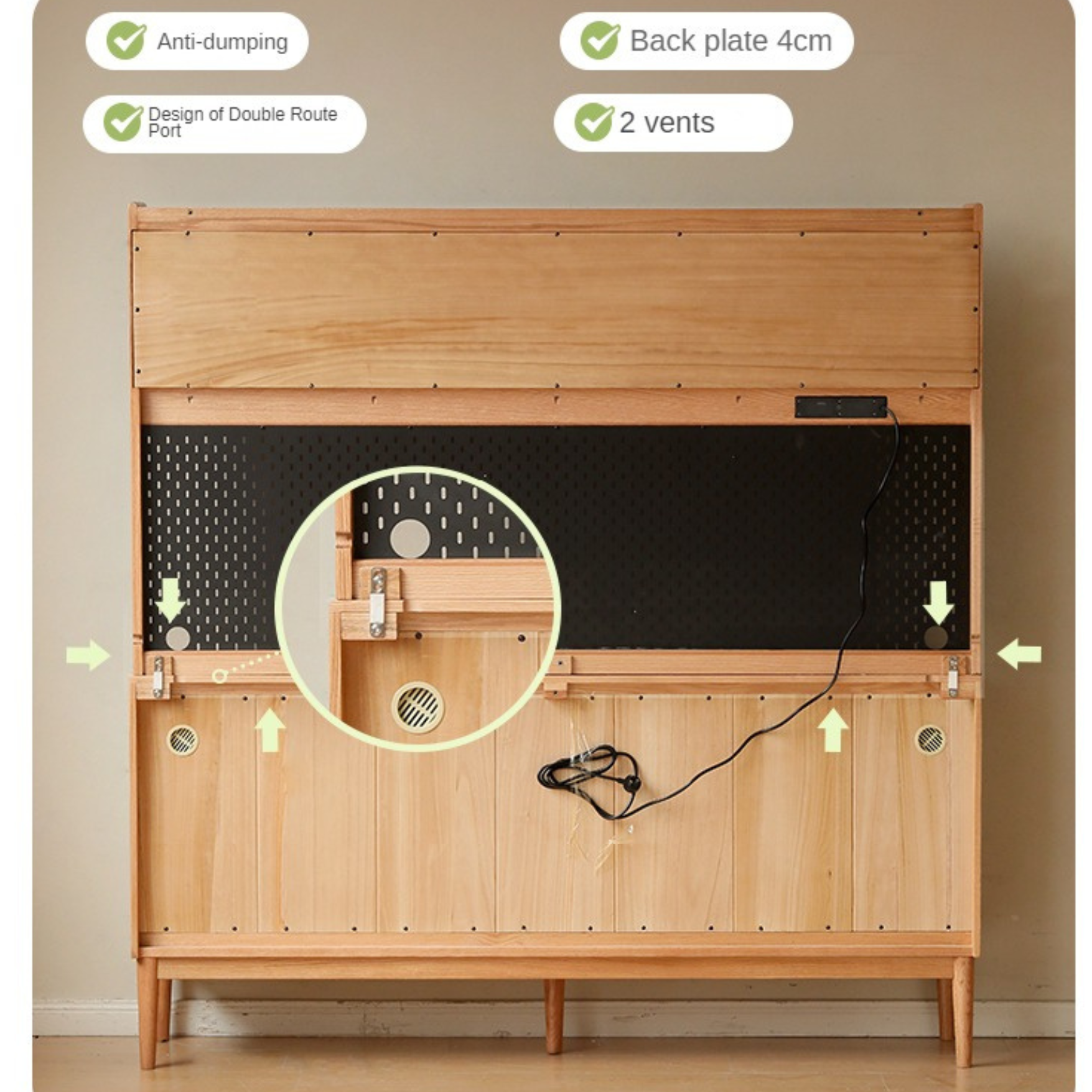 Solid Oak Wood Modern Multifunctional Sideboard - Buffet Cabinet for Dining Room, Living Room Storage & Entryway Organizer