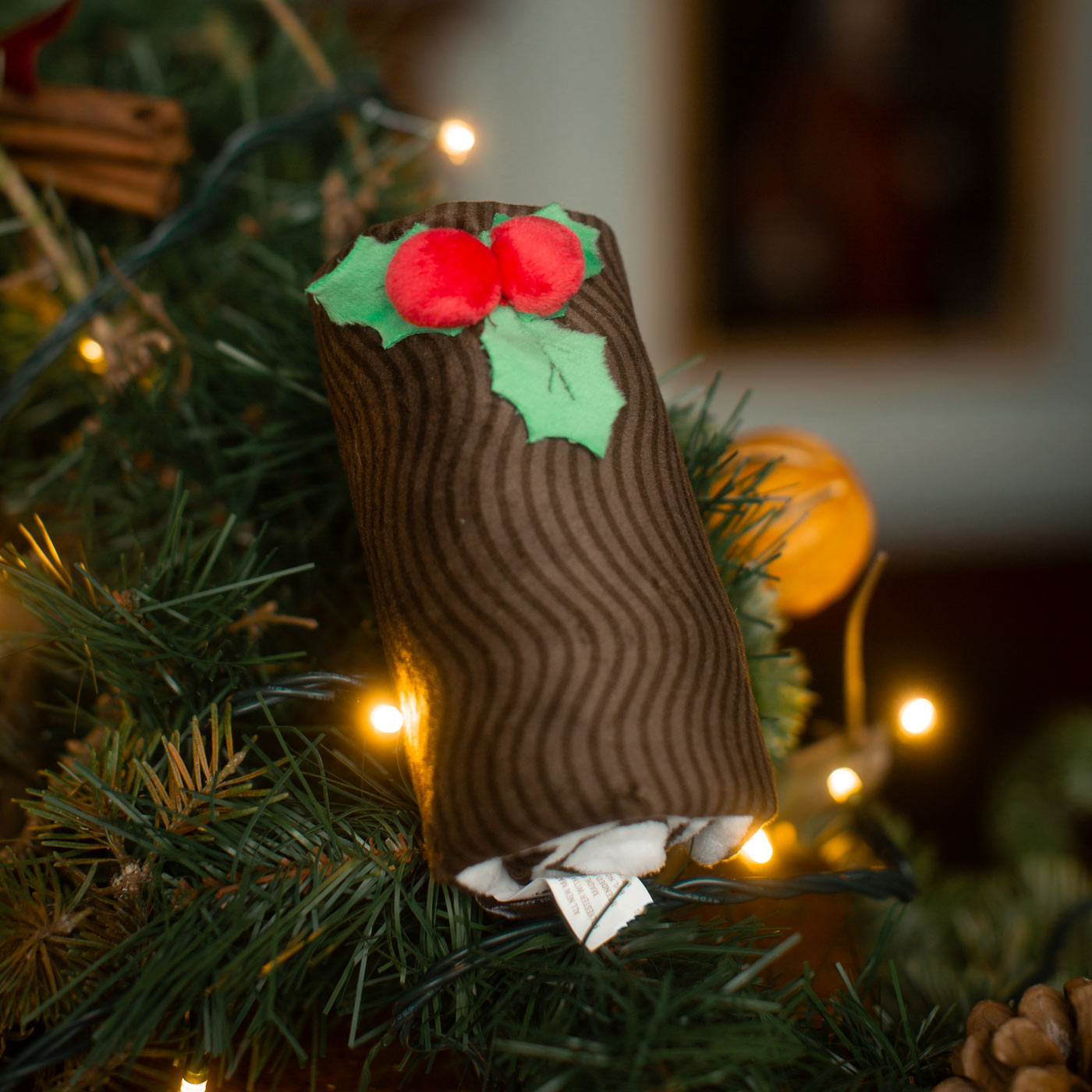 P.L.A.Y. Christmas Yule Log Dog Toy - Durable Chew Toy for Small & Medium Dogs - Holiday Pet Gift for Puppies - Perfect for Indoor Playtime & Christmas Stocking Stuffers