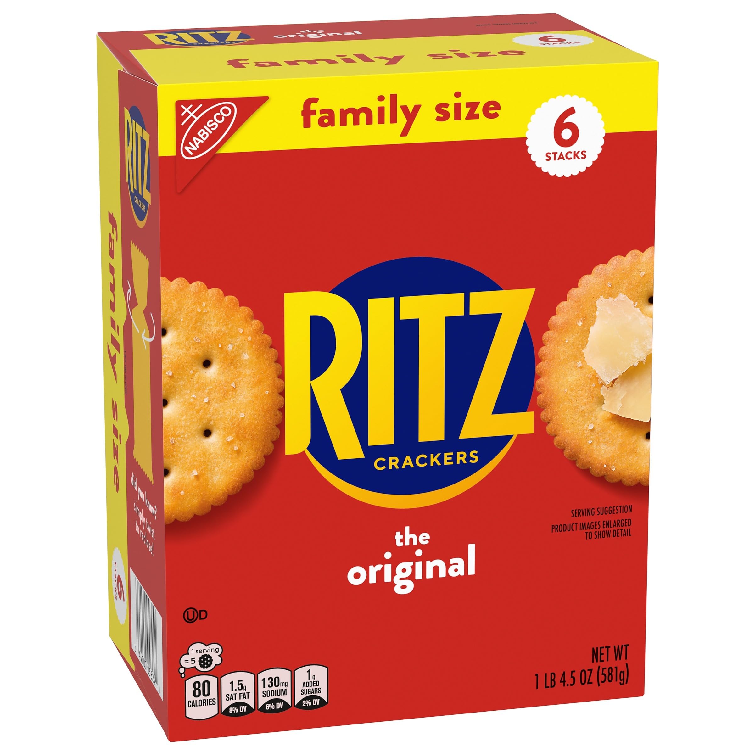 RITZ Original Crackers - Family Size 20.5 oz Box | Delicious Snacks for Kids & Adults | Perfect for Lunchboxes, Parties & On-the-Go Snacking