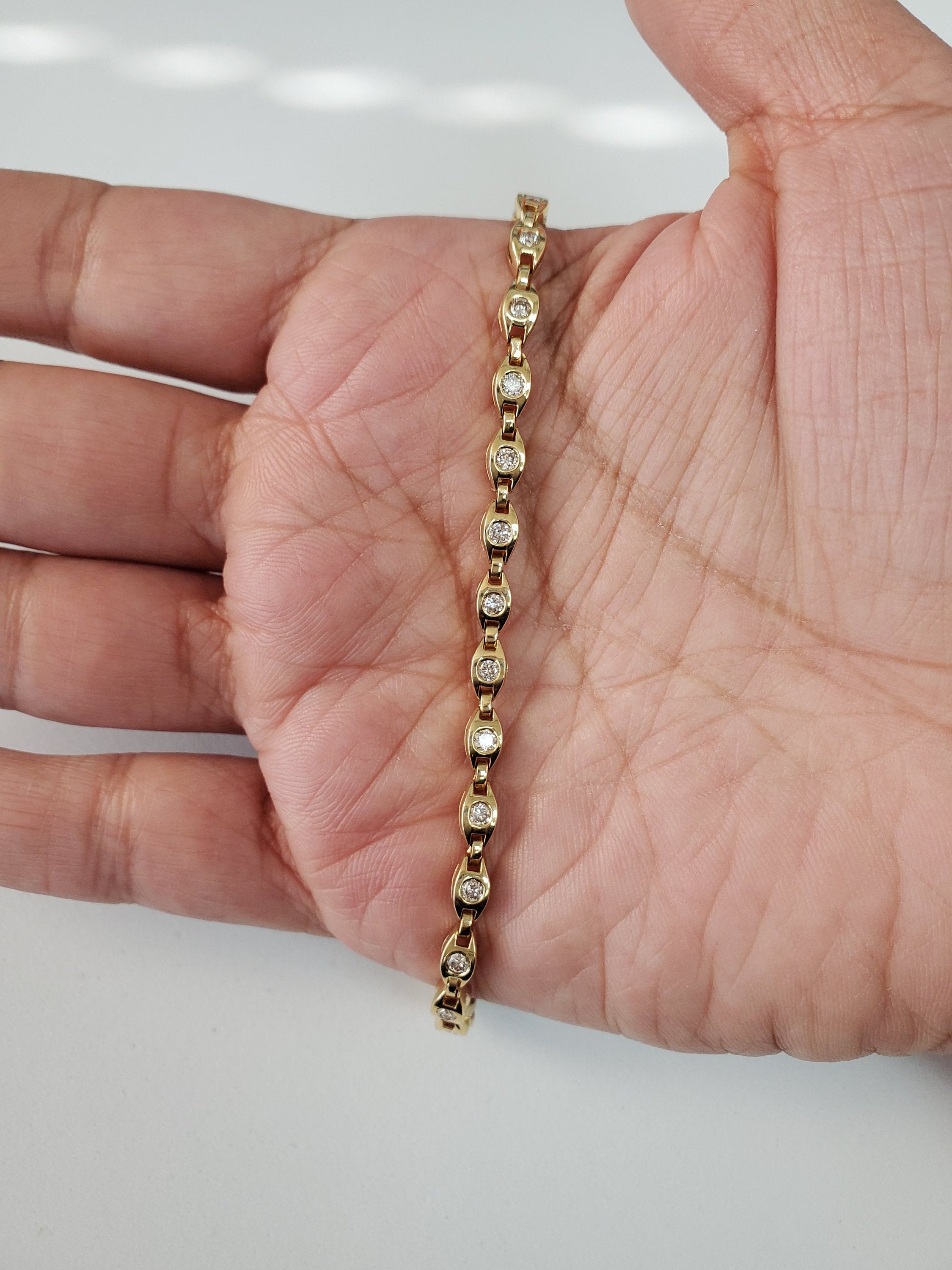 1 Carat Bezel Set Diamond Tennis Bracelet - Elegant 14K Gold Jewelry for Women - Perfect for Weddings, Anniversaries & Special Occasions