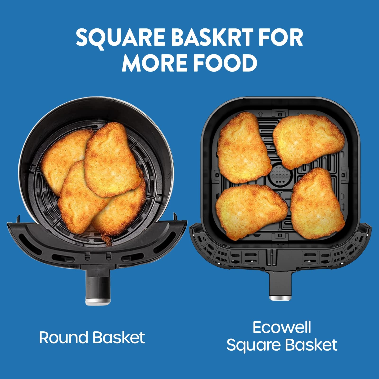 ECOWELL TXS5T2 6 Quart Large Air Fryer - Stainless Steel, 1700W, 8 Presets, Digital Touch Screen, BPA-Free, Nonstick & Dishwasher-Safe - Perfect for Family Cooking (3-5 People) - Healthy Meals, Snacks & Quick Dinners - Black