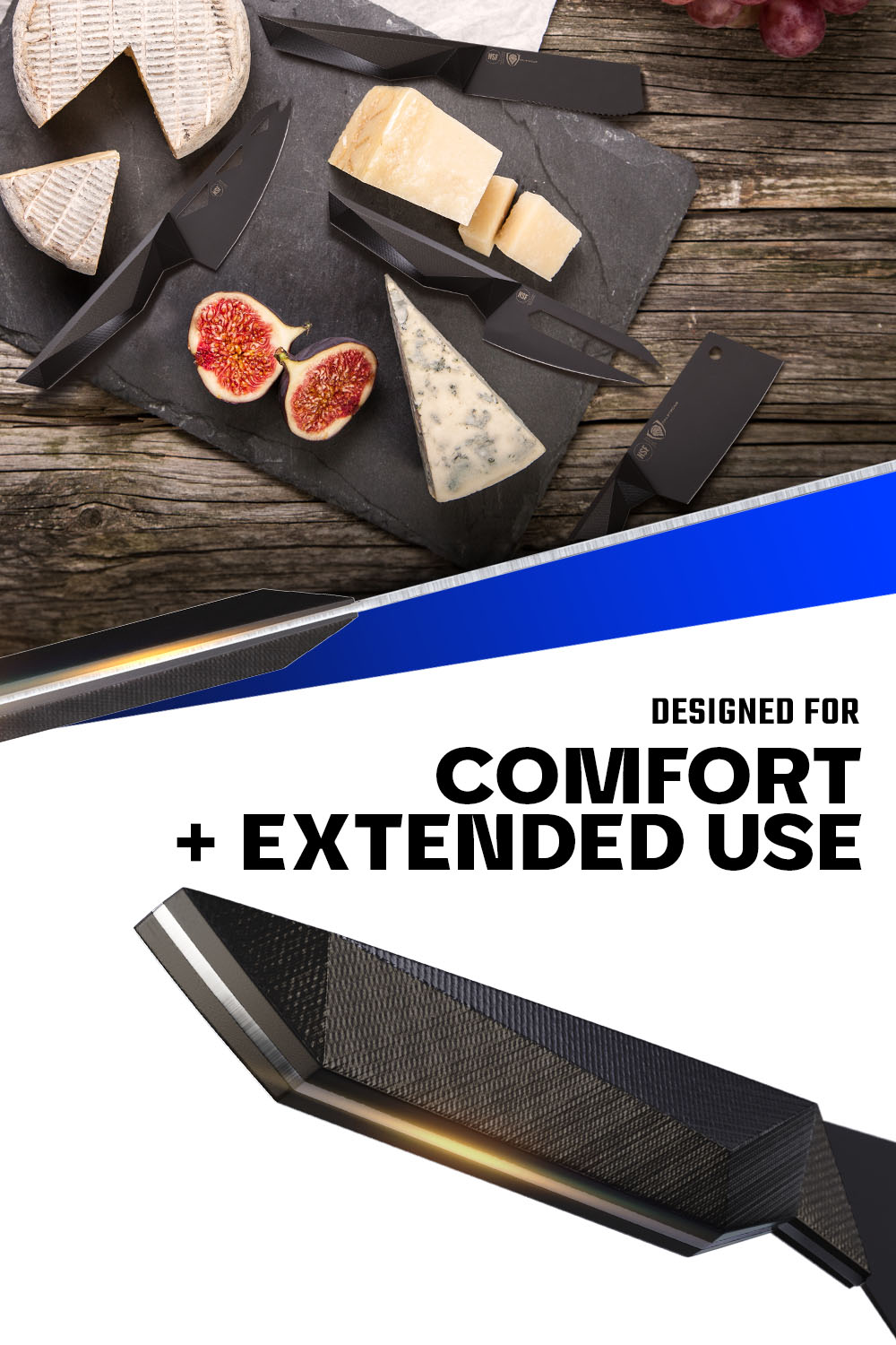 Premium 4-Piece Cheese Knife Set - Shadow Black Series - NSF Certified - Dalstrong - Perfect for Cheese Boards, Charcuterie & Entertaining