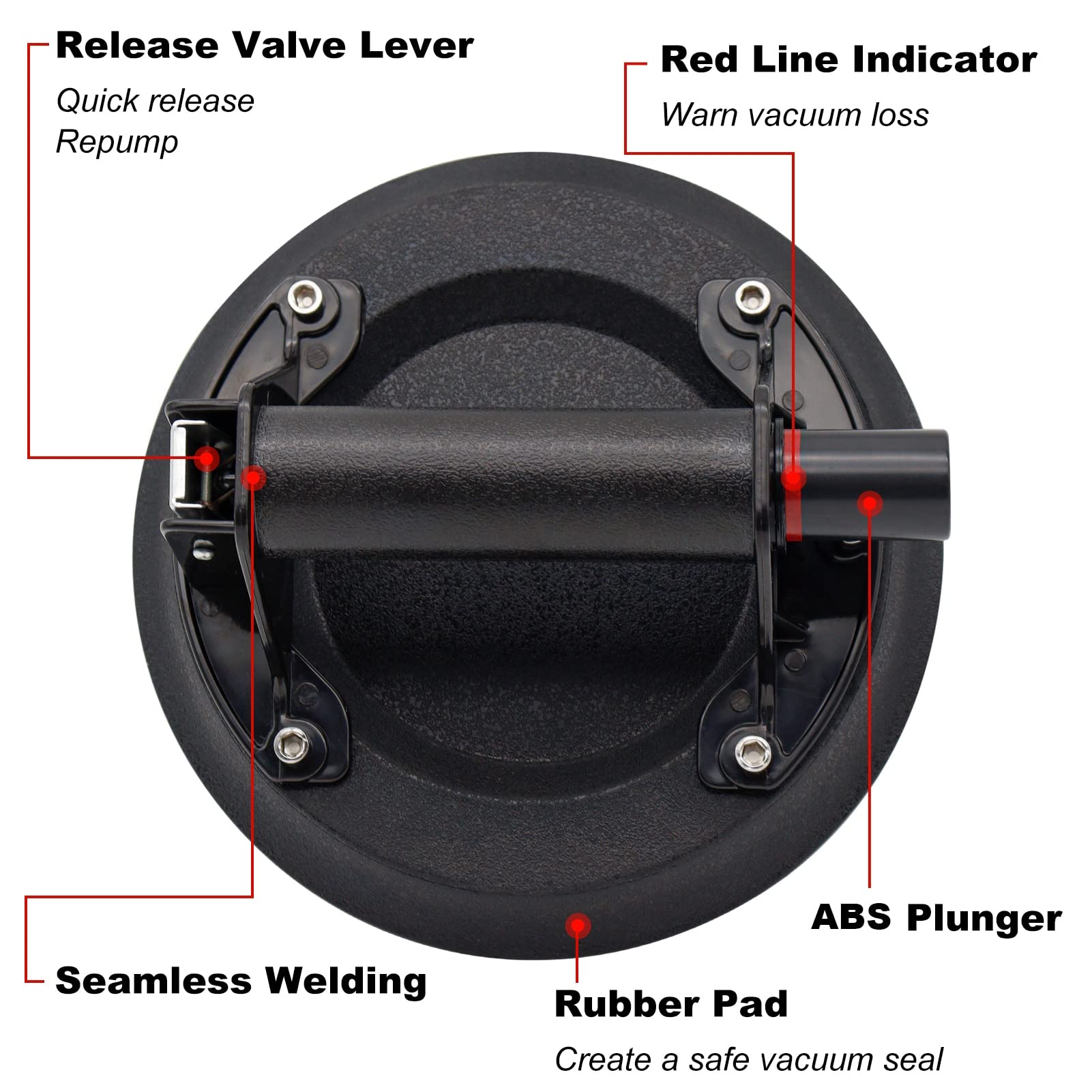 8 Inch Heavy Duty Tile Lifting Vacuum Pump Lifter - Suction Cup for Glass, Stone & Marble Tiles with Plastic Handle - Perfect for Construction, Renovation & DIY Tile Installation Projects
