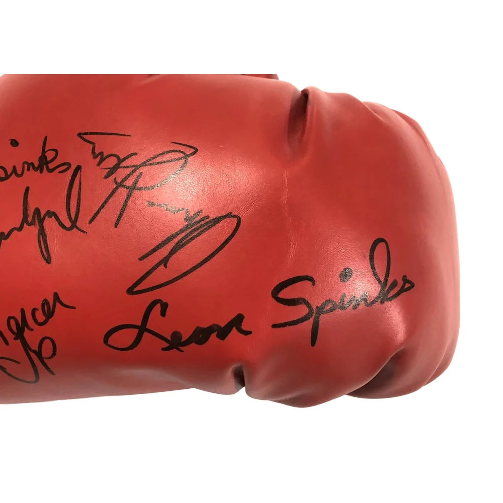 Authentic Multi-Signed Boxing Glove - Hearns, Spinks, Carbajal, Mercer Autographs with JSA COA | Legendary Collectible for Boxing Fans, Man Cave Decor, Sports Memorabilia Display