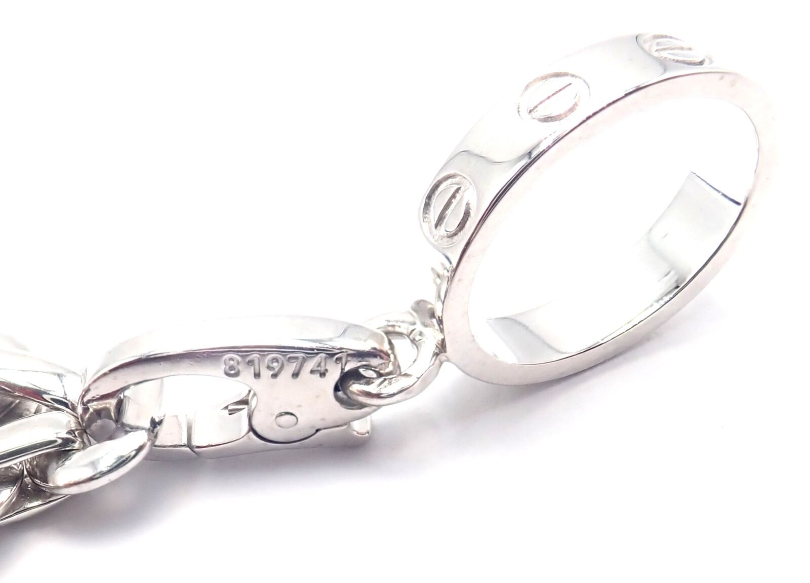 Authentic Cartier 18k White Gold Bracelet with 4 Charms - Panther, Airplane, Love & Box Link | Luxury Jewelry Gift for Women, Anniversary & Special Occasions