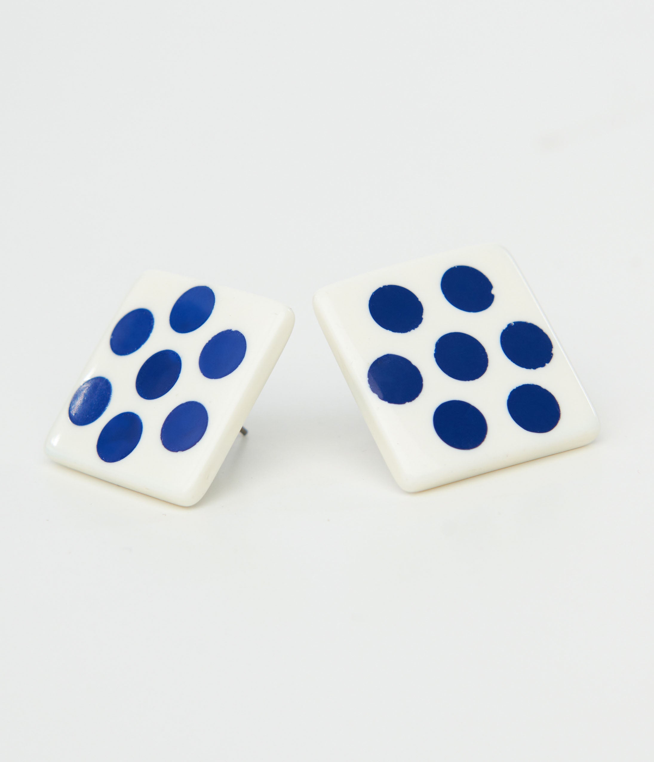 Vintage 1980s Blue Polka Dot Square Earrings - Retro Fashion Jewelry for Women - Perfect for Parties, Weddings & 80s Themed Events
