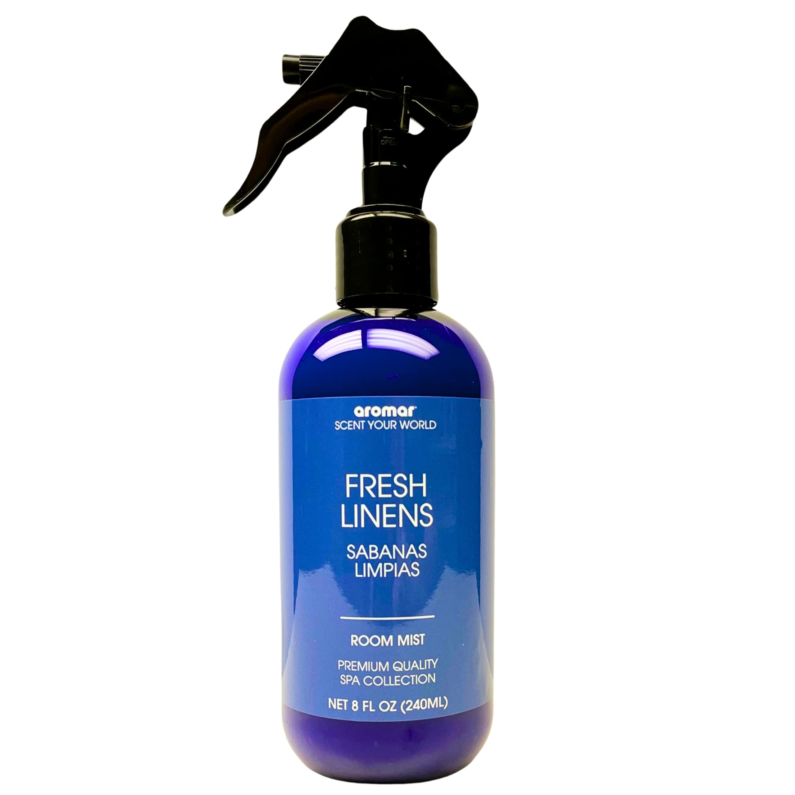 Aromar Essential Room Mist & Fabric Spray - Natural Aromatherapy Air Freshener for Home, Bedroom & Clothes | 8oz Fresh Linen Scent | Eliminates Odors & Refreshes Spaces Instantly