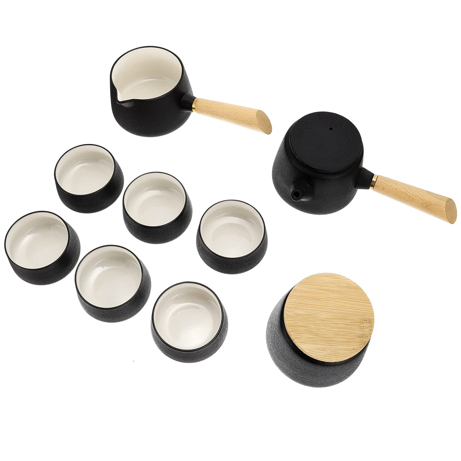 Premium 10-Piece Ceramic Tea Set with Teapot, Tea Dispenser, Tea Jar, 6 Cups & Storage Tray - Elegant Black Tea Gift Set for Tea Lovers | Perfect for Home, Office & Gifting