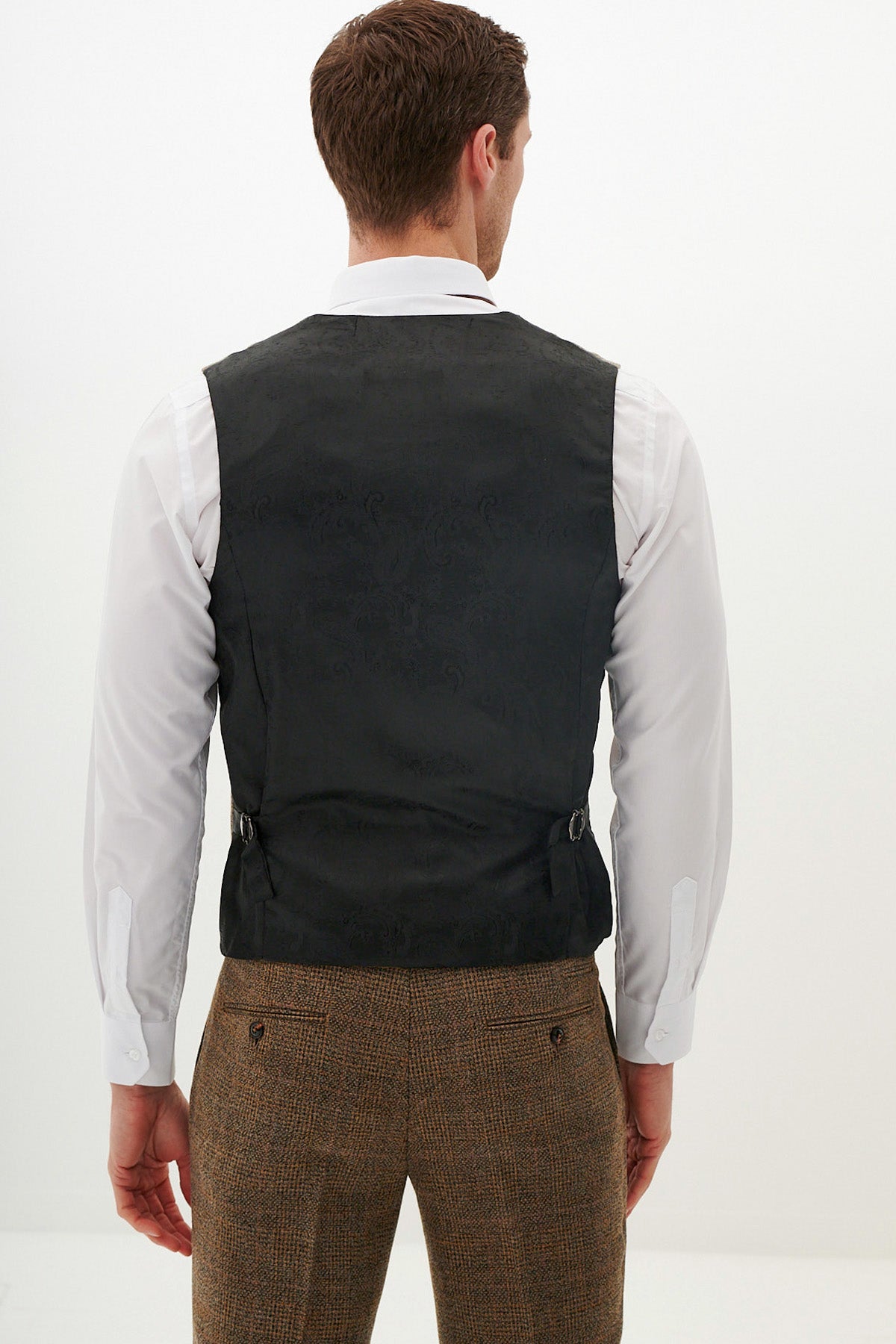 KRIS Women's Slim Fit Tan Tweed Waistcoat Vest - Elegant Office Wear & Formal Occasions