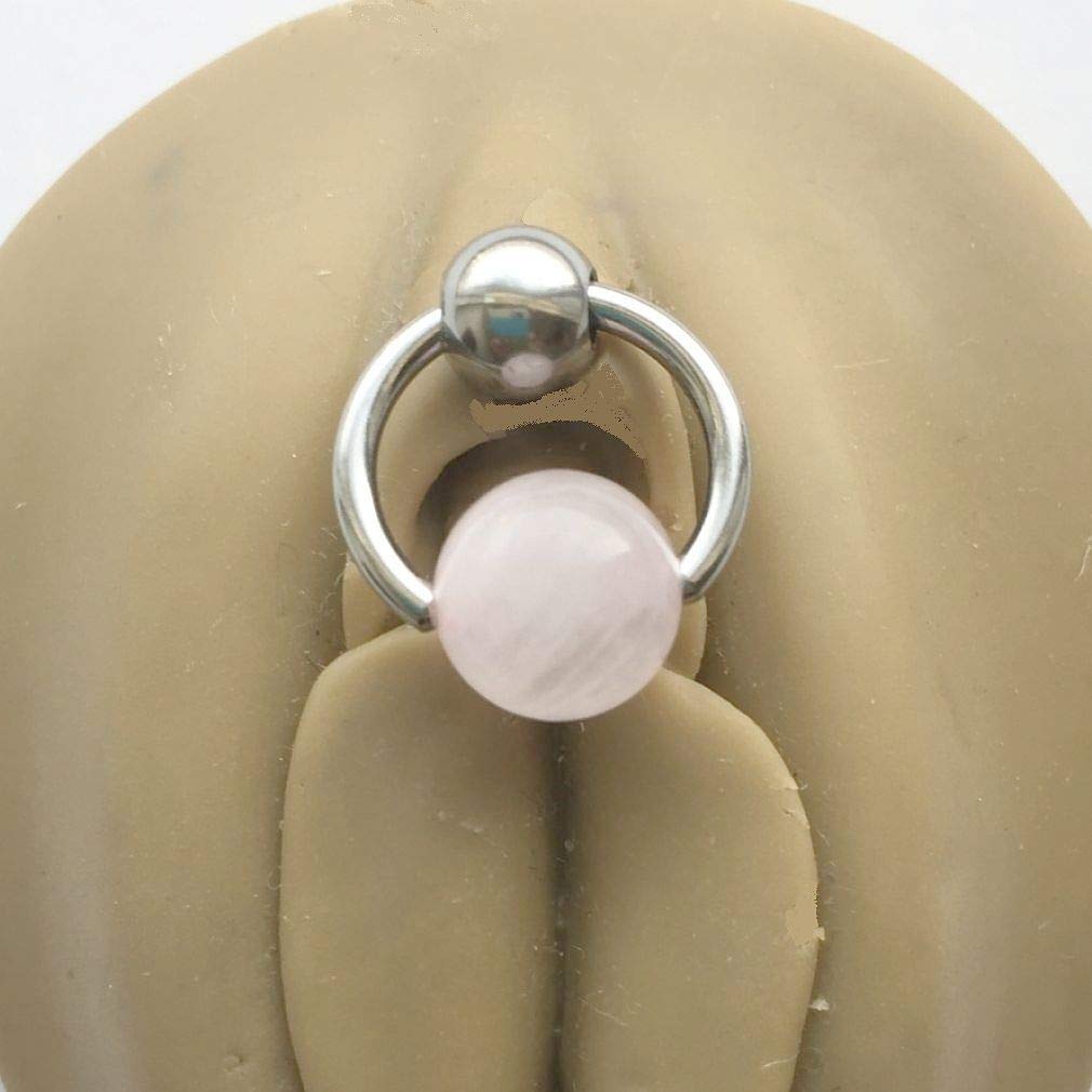 Rose Quartz VCH Piercing Barbell - Genuine Love Stone Jewelry for Belly Button & Intimate Piercings - Perfect for Sensual & Spiritual Healing