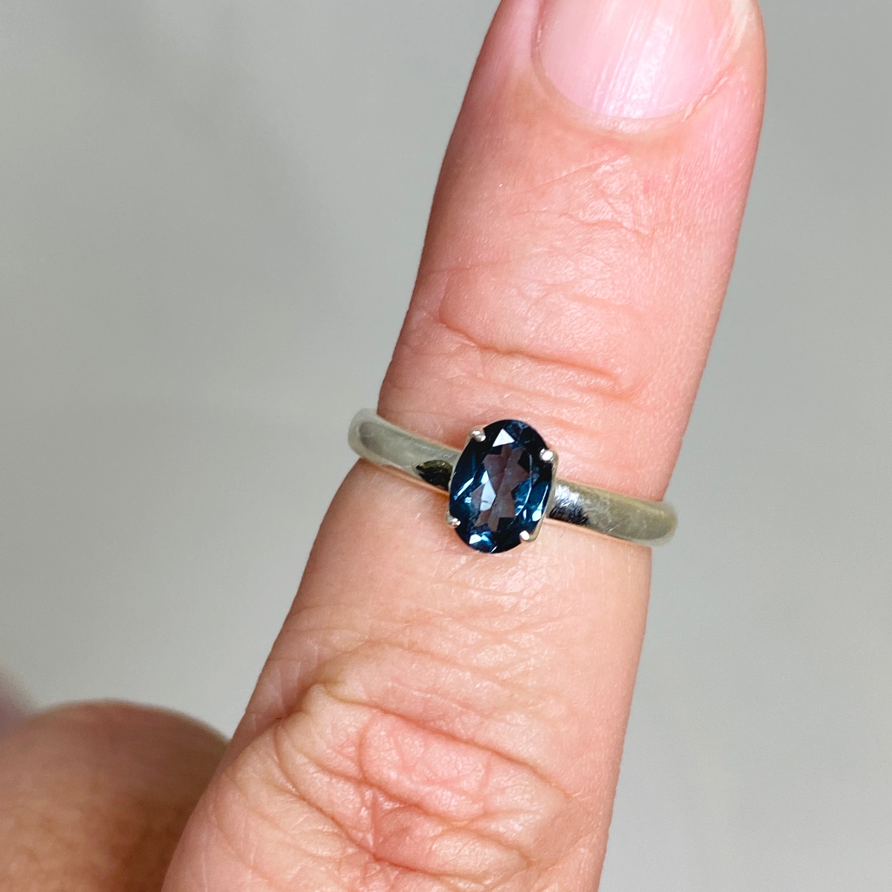 London Blue Topaz Oval Faceted Ring - Size 6 Sterling Silver Women's Jewelry - Perfect for Engagement, Anniversary & Special Occasion Gifts