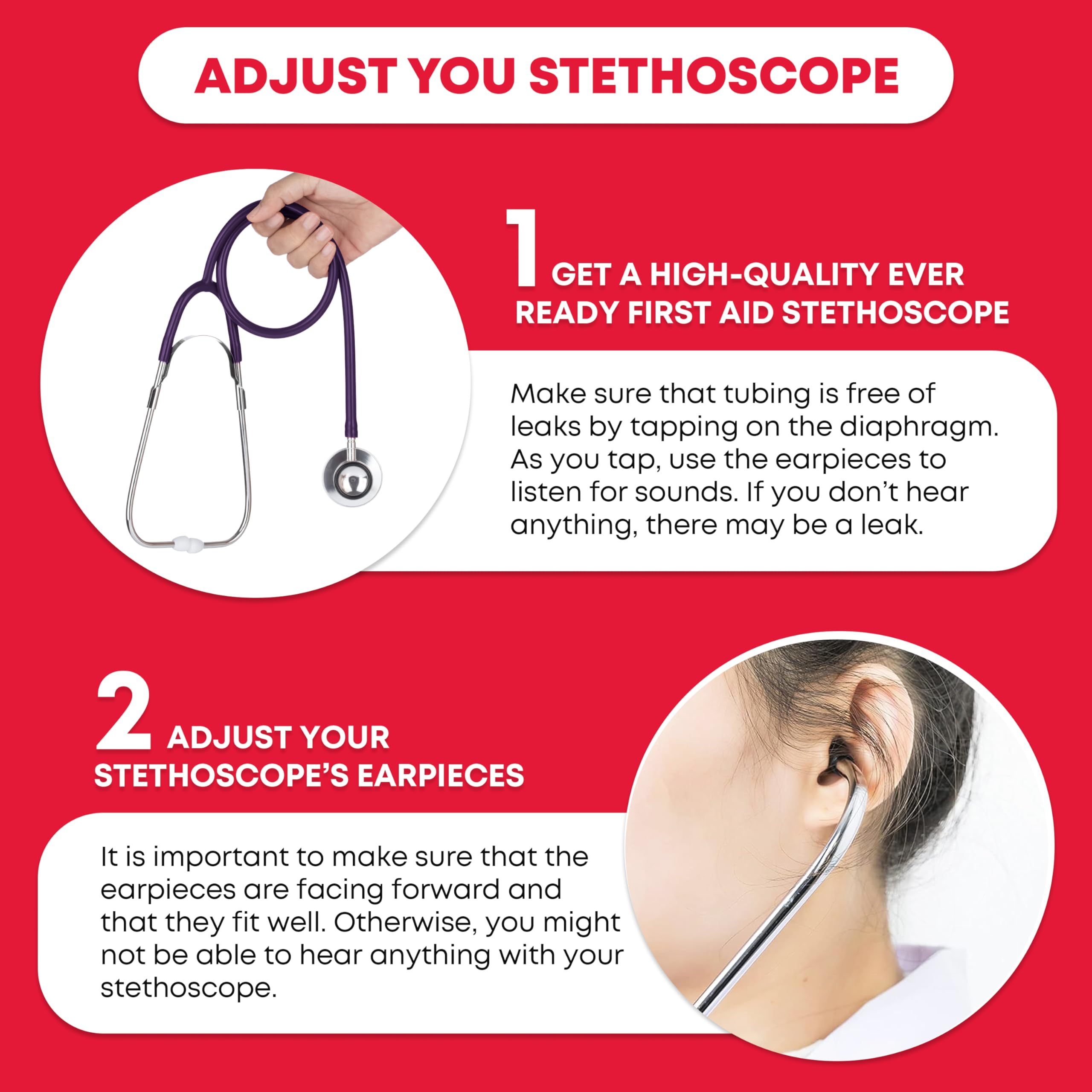 Ever Ready First Aid Dual Head Stethoscope - Purple | Professional Medical Stethoscope for Nurses, Doctors & Students | Ideal for Clinical Use, Home Healthcare & Emergency Situations