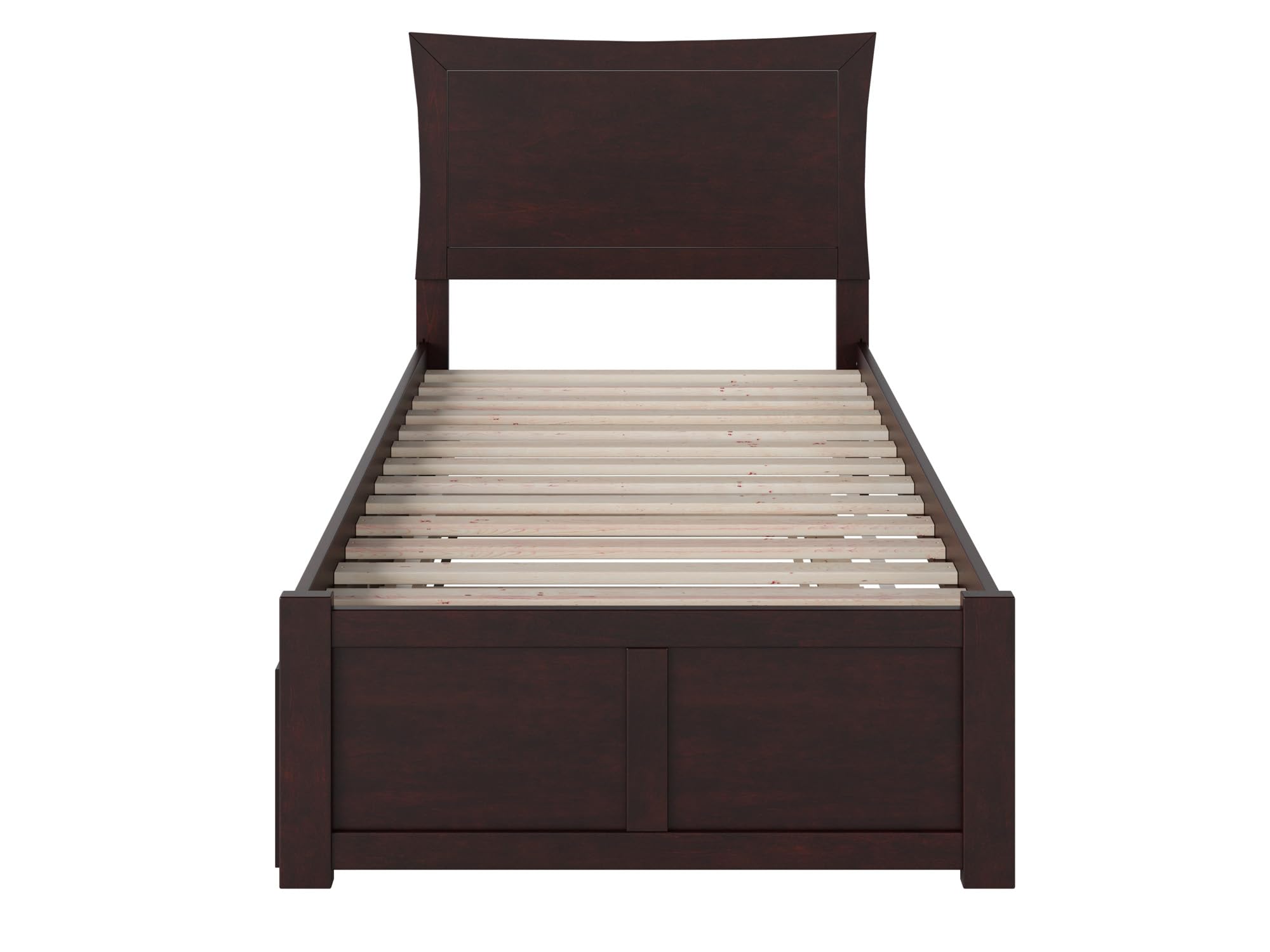 AFI Metro Twin Platform Bed with Footboard, Twin Trundle & USB Charger - Espresso Wood Finish | Space-Saving Kids Bedroom Furniture for Small Rooms & Sleepovers