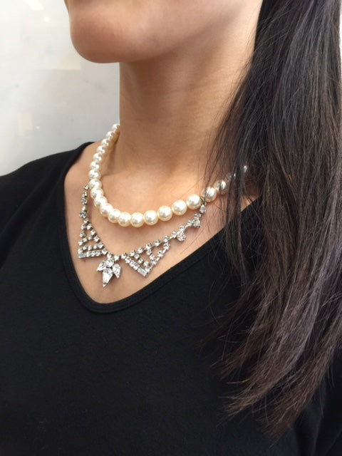 Elegant Mini Crystal Necklace with Pearls - Perfect for Weddings, Parties & Everyday Wear | Dainty Jewelry Gift for Women