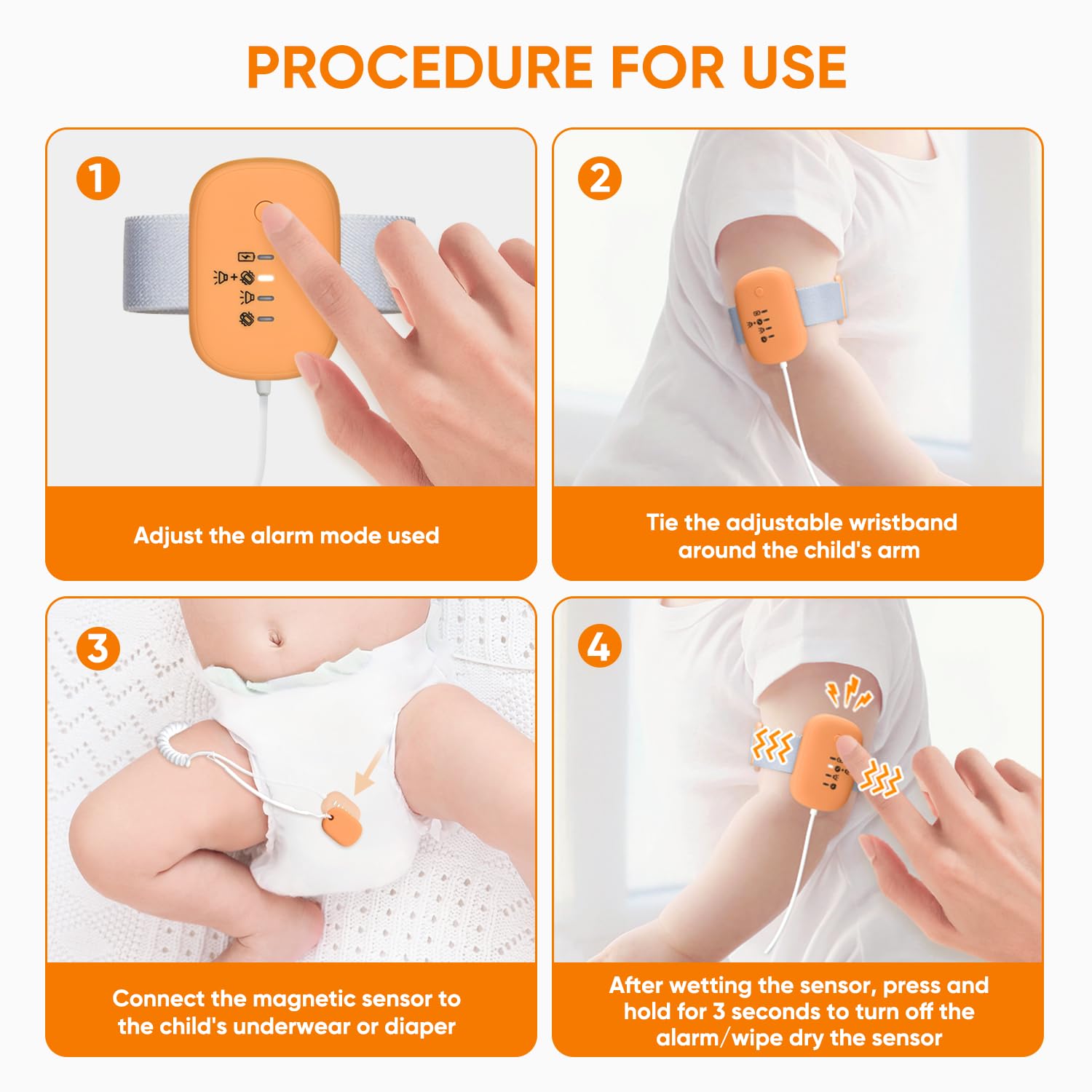Bed Wetting Alarm for Boys & Girls - USB Rechargeable Enuresis Alarm with High Sensitivity Sensor - 3 Alarm Modes for Kids, Adults & Elderly - Perfect for Nighttime Potty Training & Incontinence Care