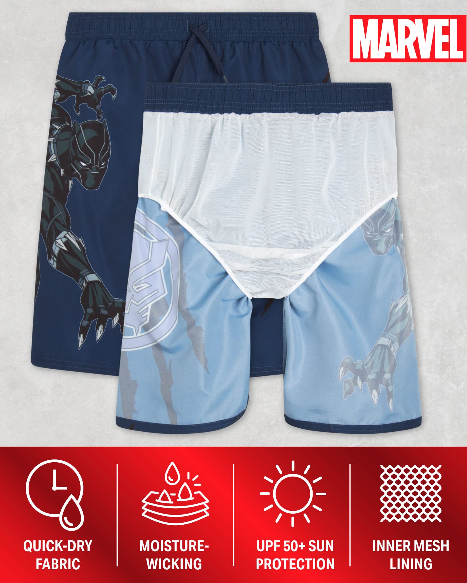 Marvel Avengers Boys' Swim Trunks - Spider-Man, Captain America, Hulk UPF 50+ Quick Dry Swim Shorts for Kids (2T-12) | Beach, Pool, Summer Water Activities