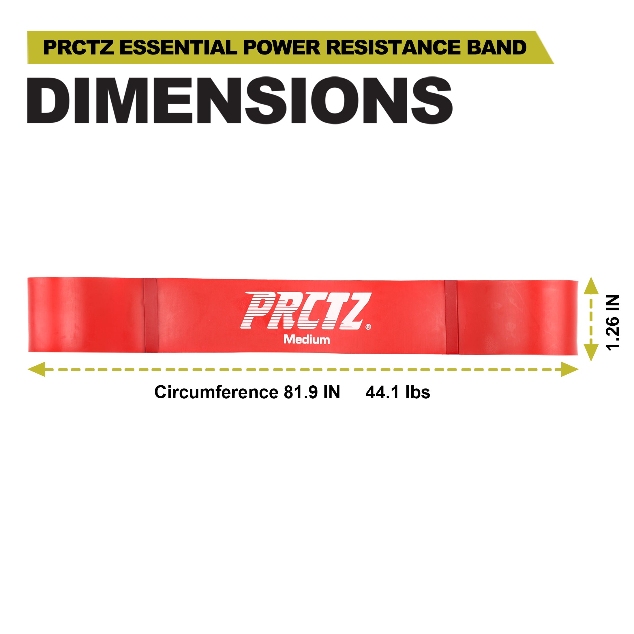 PRCTZ Medium Resistance Power Training Band - Up to 79lbs Strength for Home Workouts, Gym Fitness & Physical Therapy | Perfect for Strength Training, Rehabilitation & CrossFit Exercises