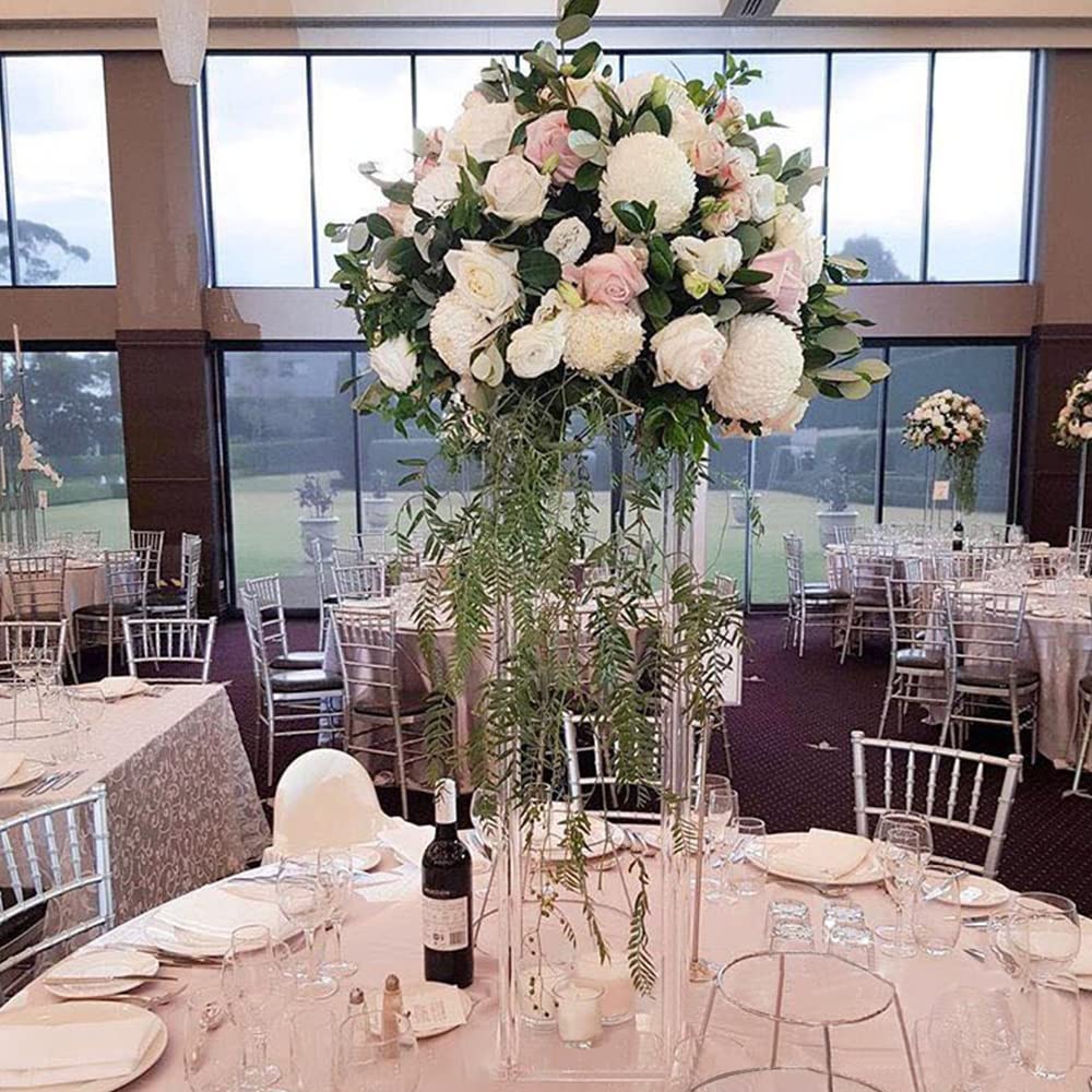 Vincidern 12-Pack Acrylic Wedding Centerpiece Vases - 23.6 Inch Tall Clear Flower Stands for Wedding Tables, Party Decor, and Special Events | Perfect for Wedding Receptions, Bridal Showers, and Banquet Table Decorations