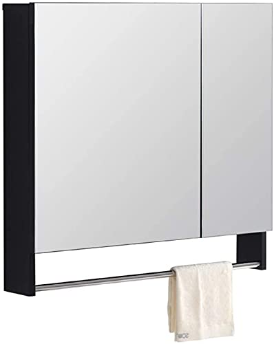 DSDD Wall Mounted Bathroom Mirror Cabinet - Aluminum Square Vanity Mirror with Towel Bar & Shelf for Home, Hotel (Perfect for Small Bathrooms & Modern Decor)