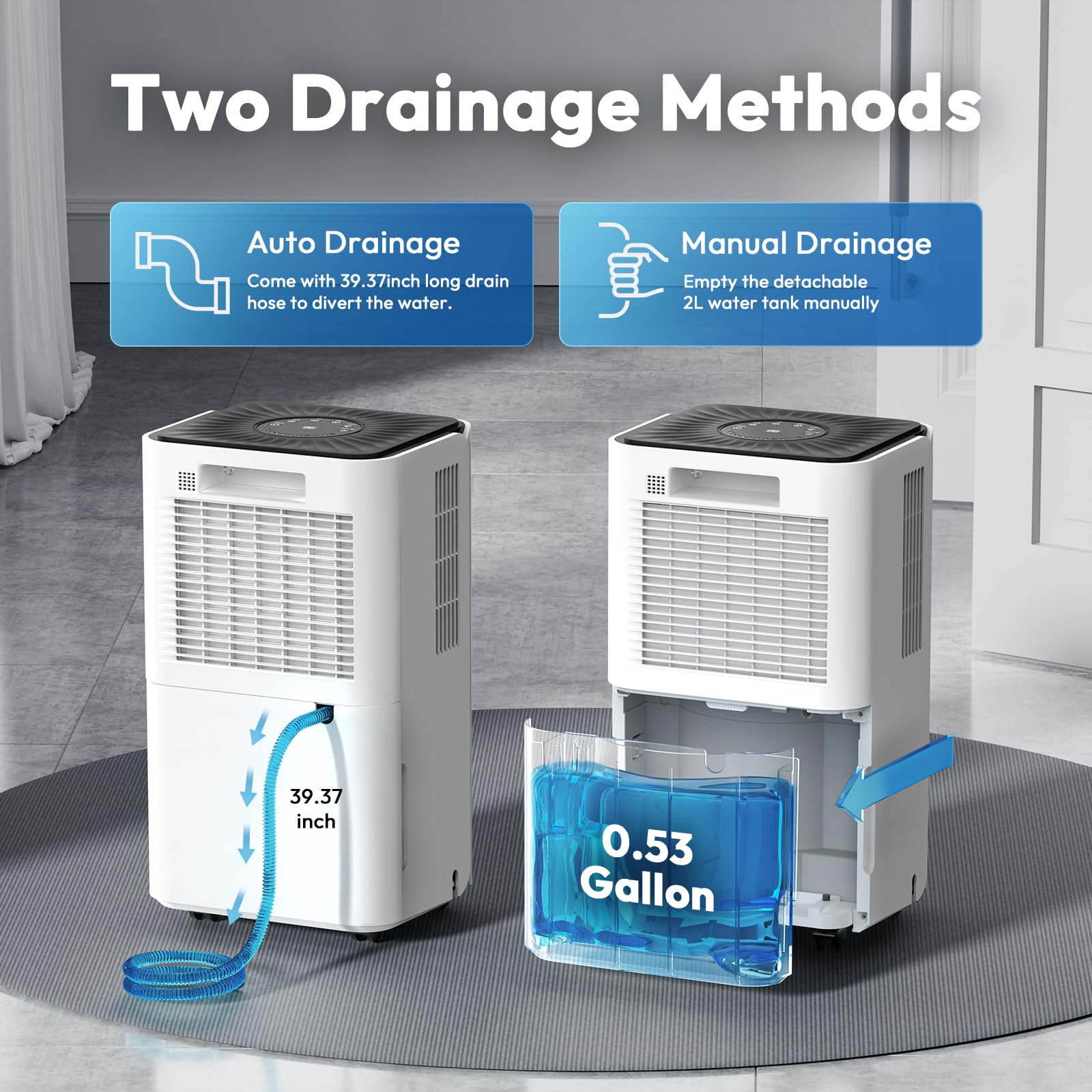 LUKO 30 Pint Dehumidifier for Large Spaces up to 2000 Sq.ft - Basement, Home, Garage Use with Continuous Drain Hose, Smart Humidity Control, 24H Timer, 3 Modes, Child Lock & Auto Defrost - Perfect for Damp Areas, Mold Prevention and Comfortable Living