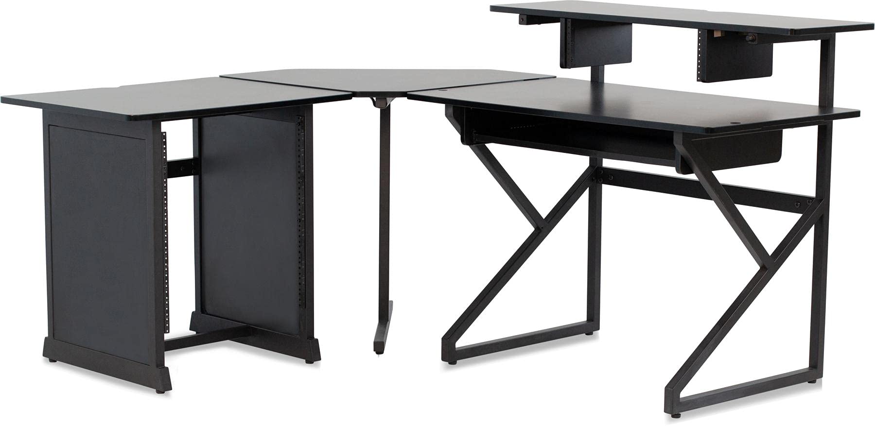 Gator Frameworks GFW-DESK-SET Professional Content Creator Desk with Corner Workstation & 12U Rack - Perfect for Home Studio, Gaming Setup & Office Workspace