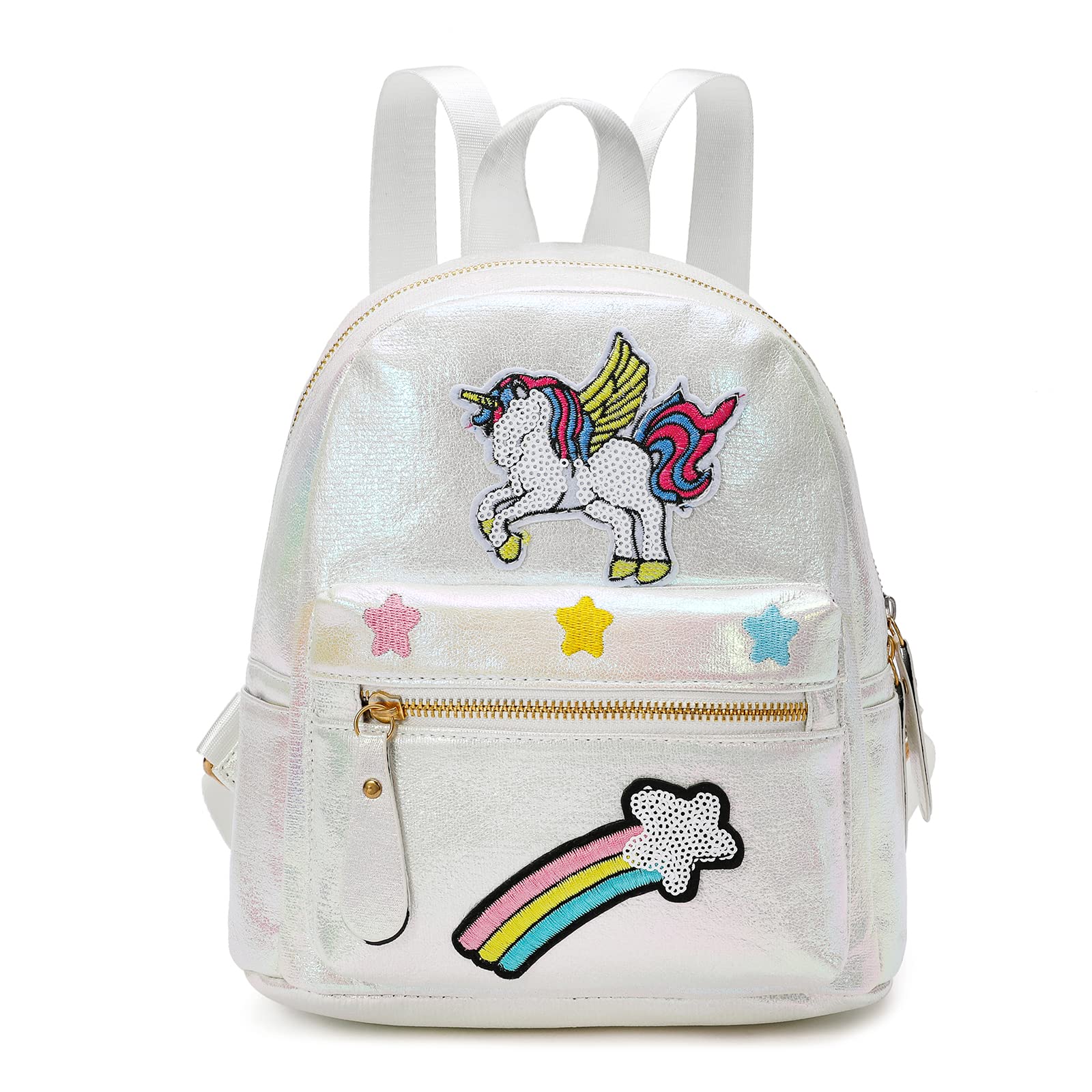 Unicorn Mini Leather Backpack for Girls - Cute White Small Purse for School, Travel & Everyday Use | Durable Kids Shoulder Bag