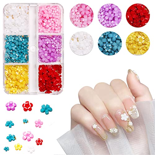 3D Acrylic Flower Nail Charms - Flat Back 5 Petal Floral Nail Art Decorations for DIY Manicure | Nail Jewelry for Wedding, Party & Special Occasions