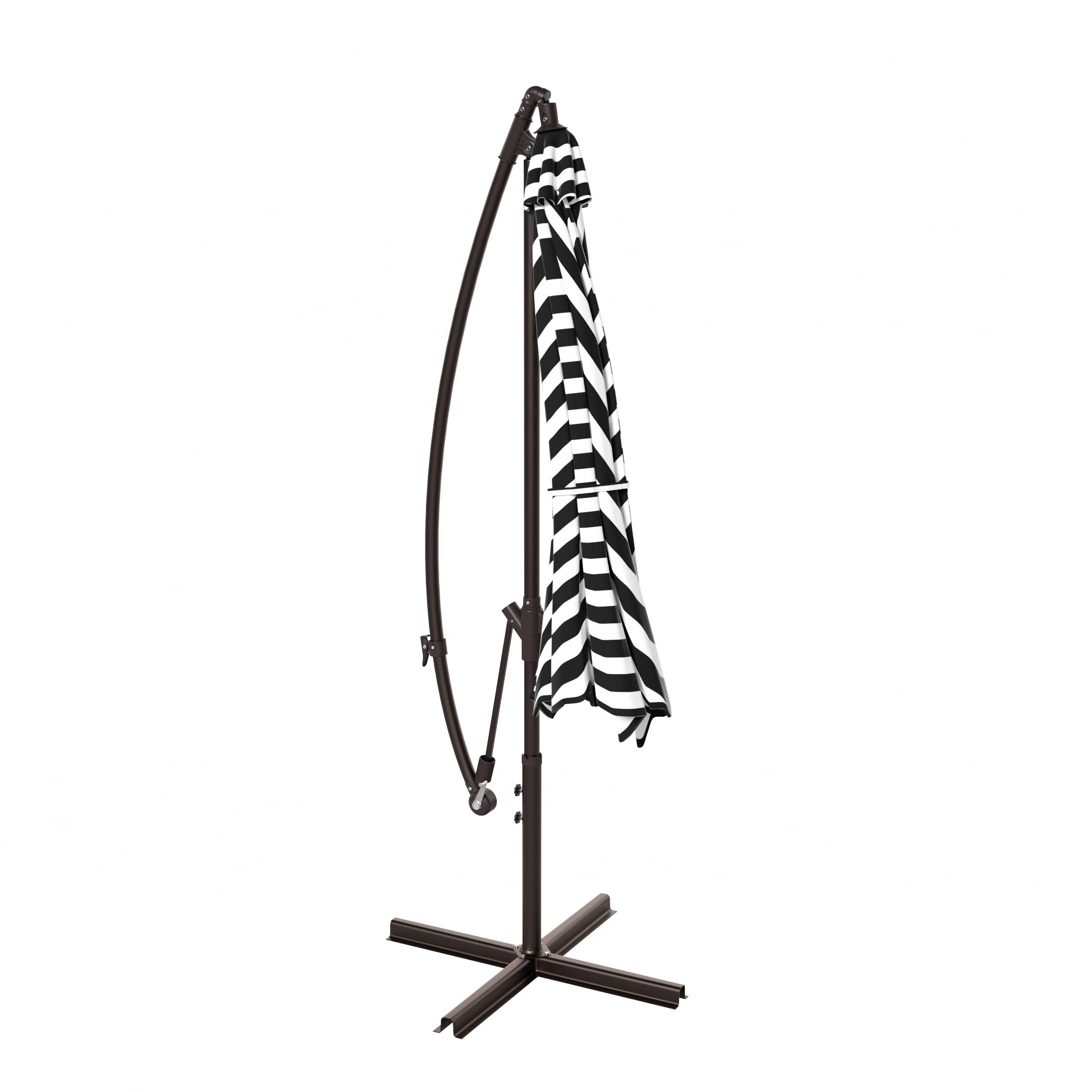 10ft Outdoor Patio Cantilever Umbrella with Stand - 2 Piece Hanging Shade Kit for Backyard, Poolside & Garden Relaxation | WO Home Furniture